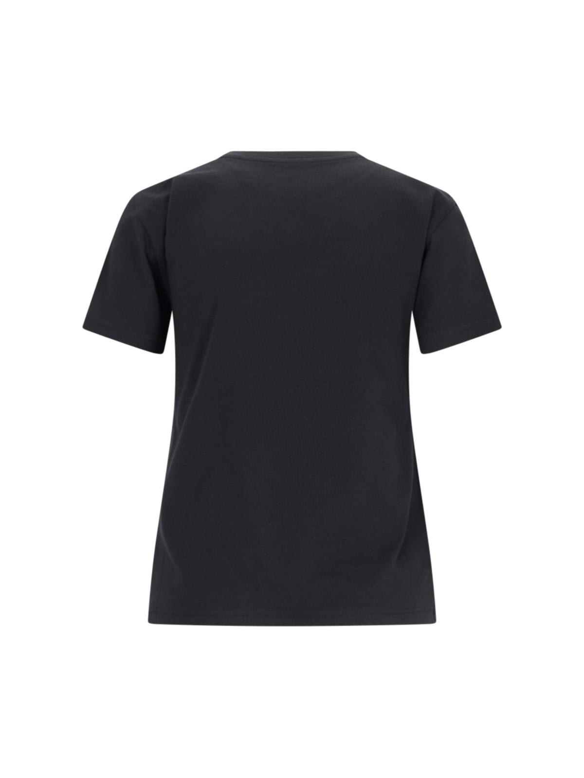 Shop Moncler Rhinestone Logo T-shirt In Black