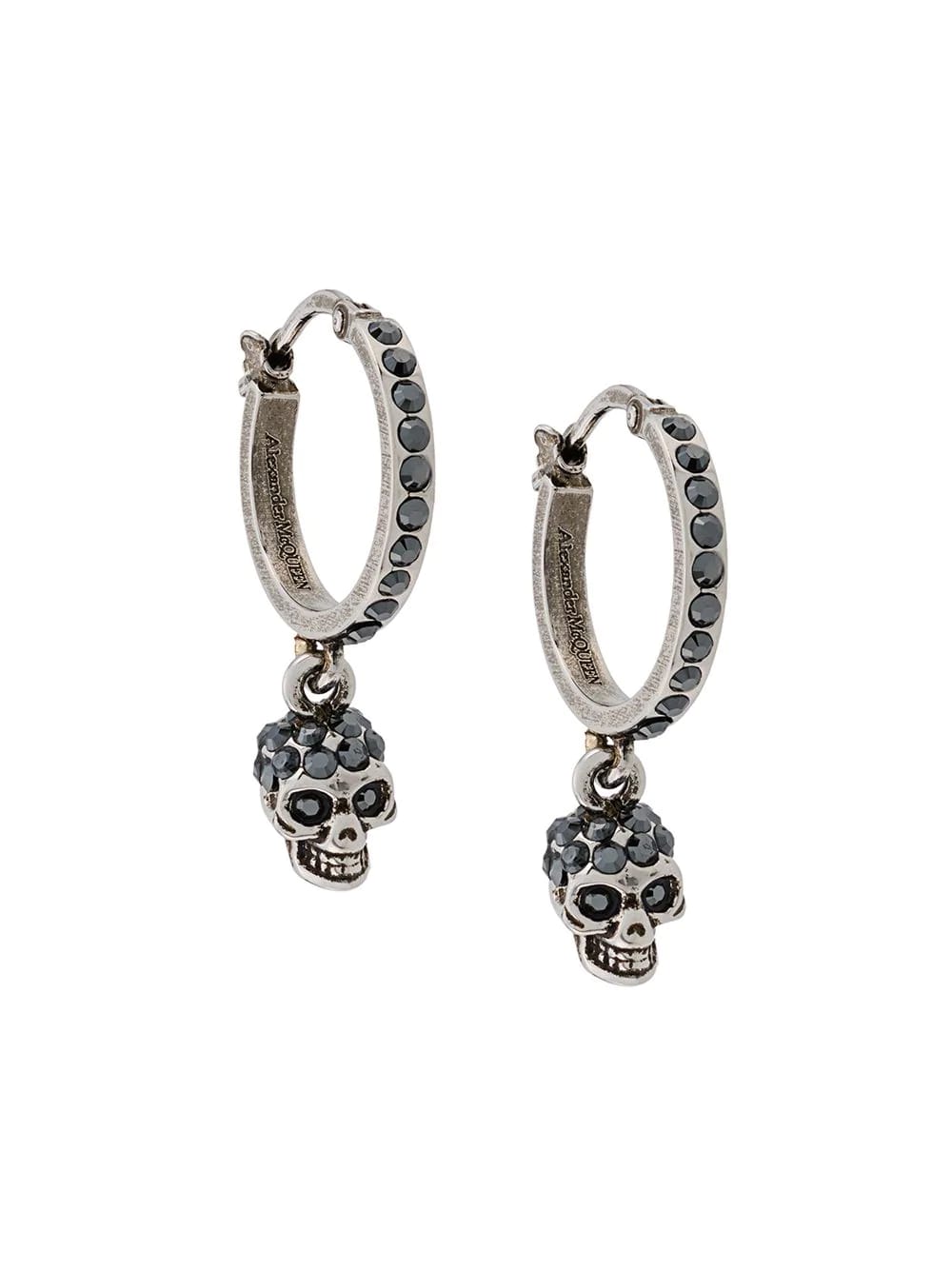 Alexander McQueen Woman Antique Silver Skull Hoop Earrings