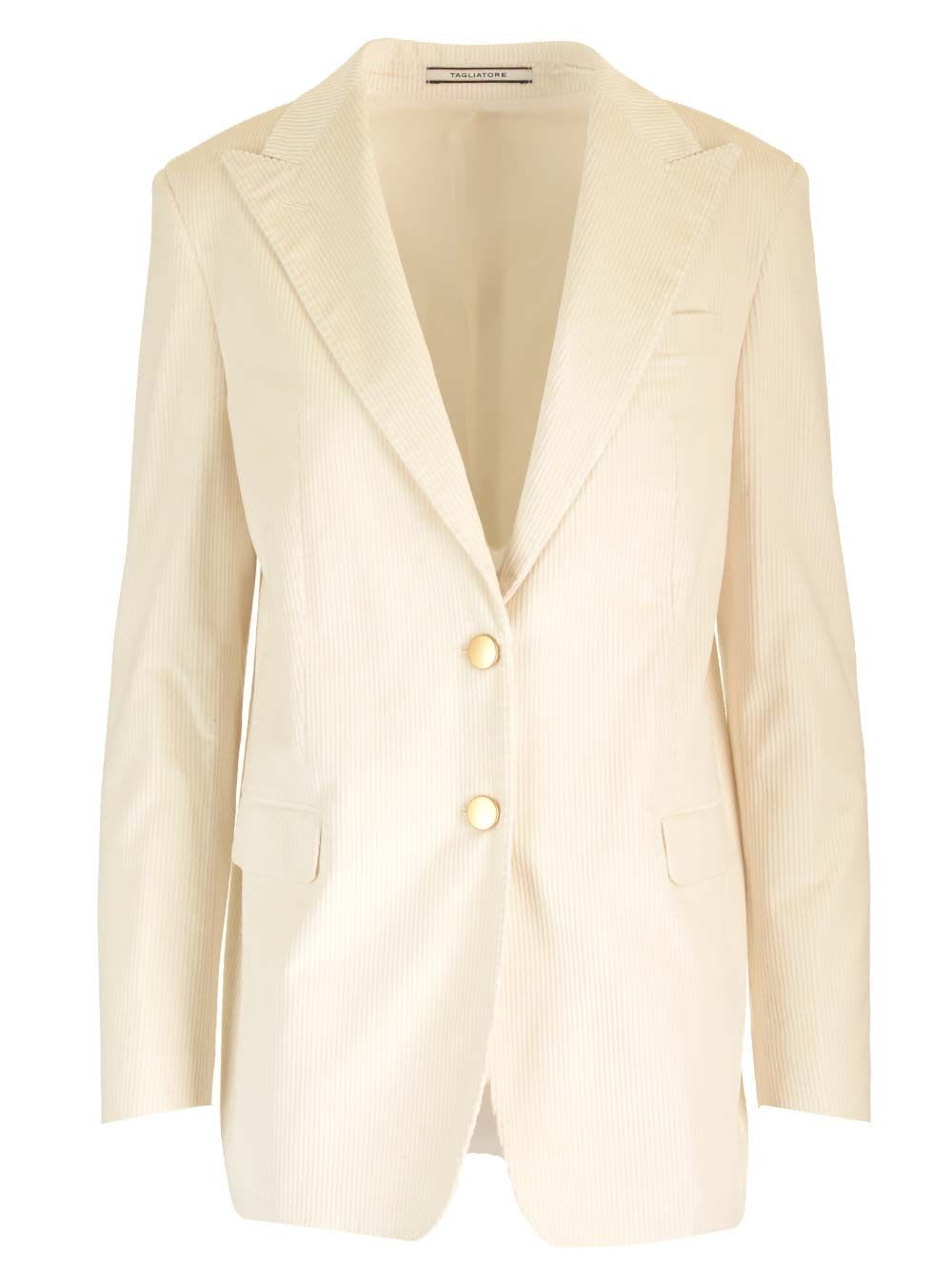 Shop Tagliatore Bertha Corduroy Blazer In White