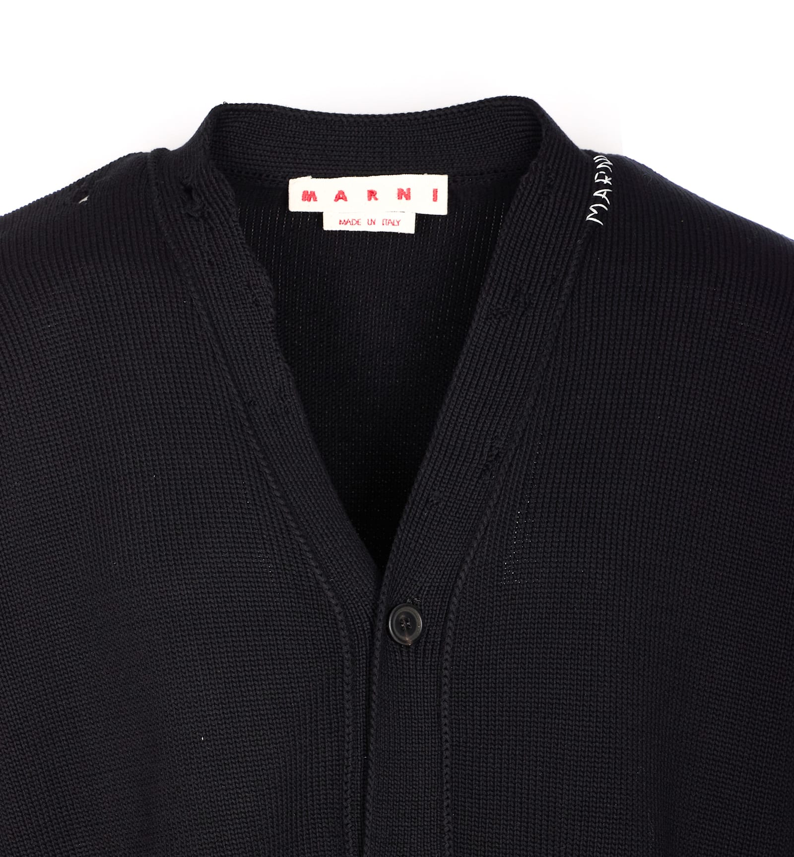 Marni Logo Cardigan In Black