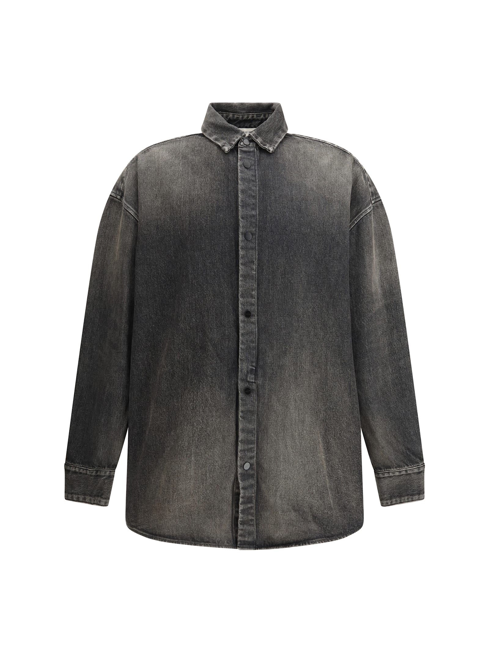 Fear Of God Men Snap Front Denim Overshirt In Black
