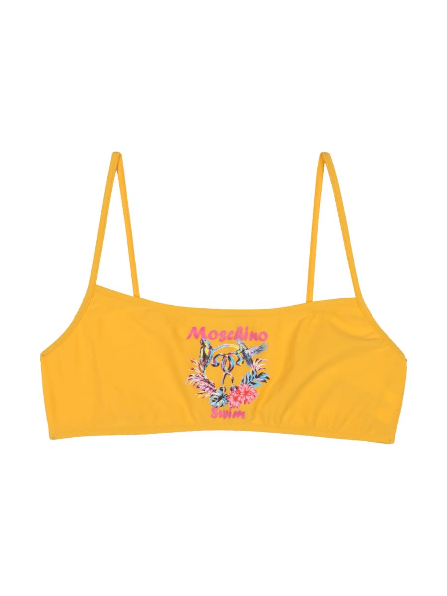 Shop Moschino Parrot Bikini Top In Yellow