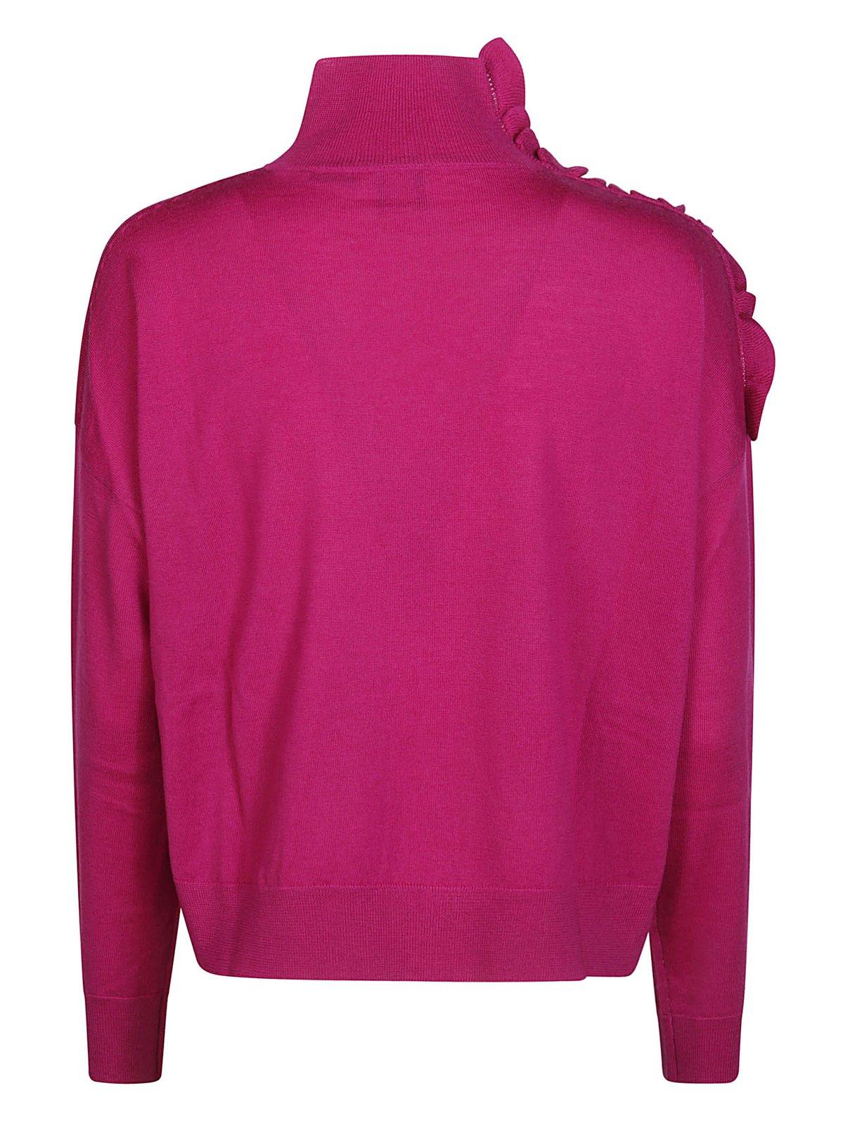 Shop Pinko Ruched Turtleneck Jumper In Fuxia