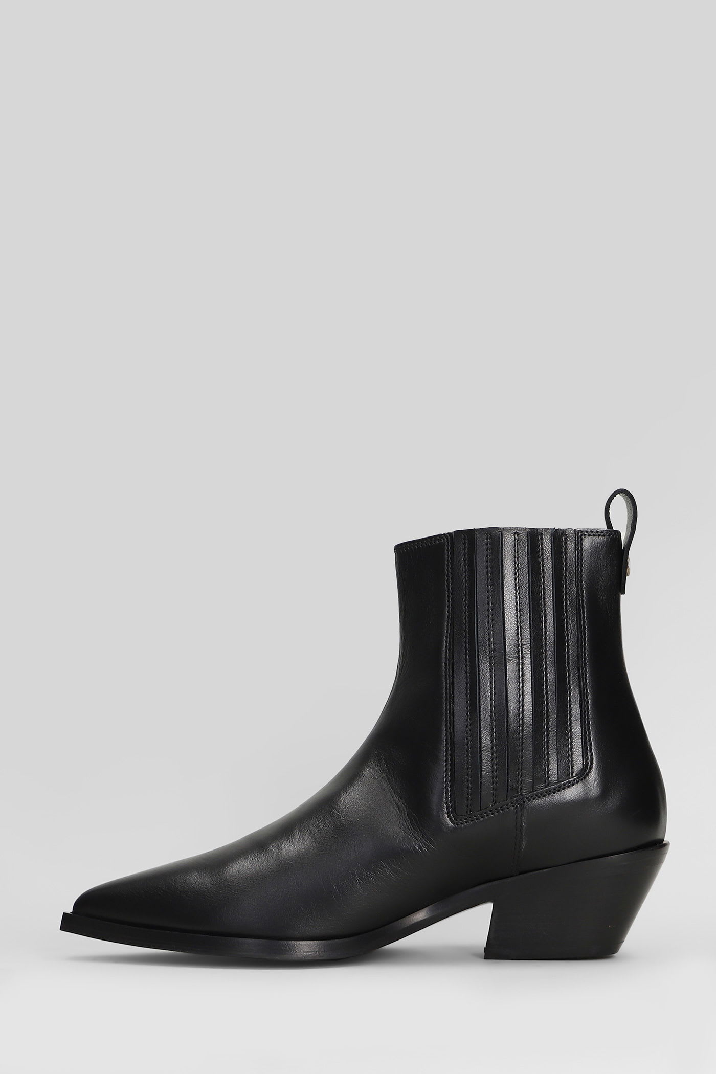 Roberto Festa Aurea Texan Ankle Boots In Black Leather In Multi
