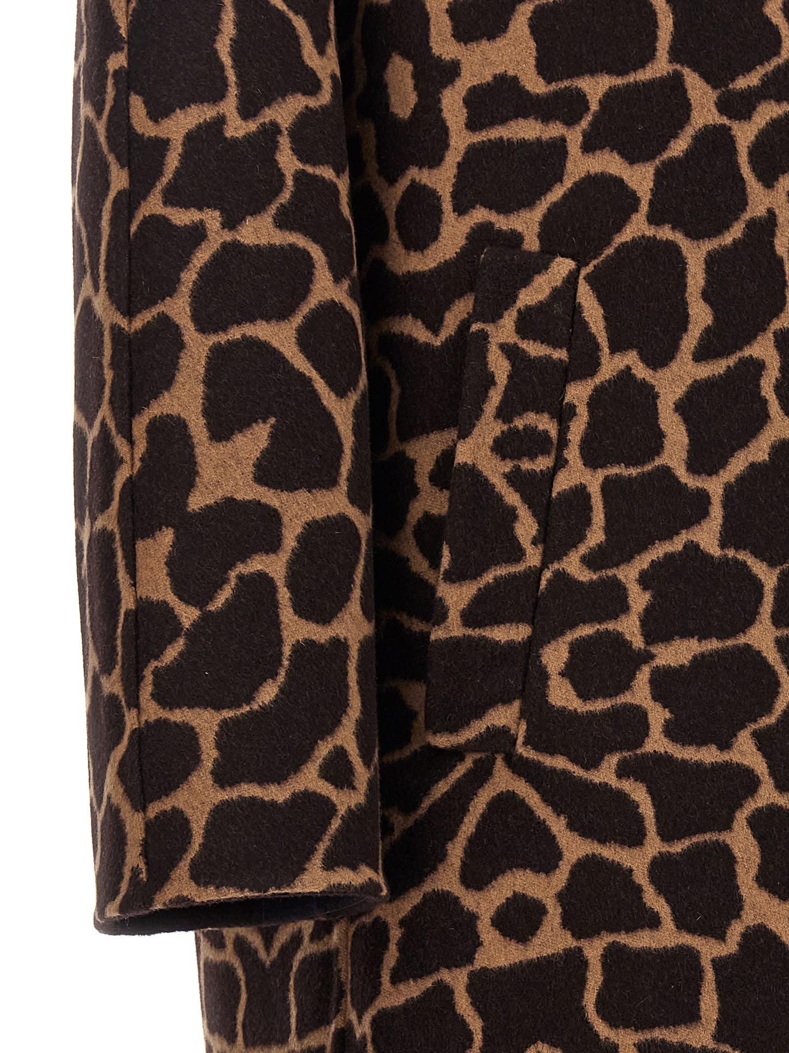 Max Mara 'animal Print Collared Neck Coat' In Brown