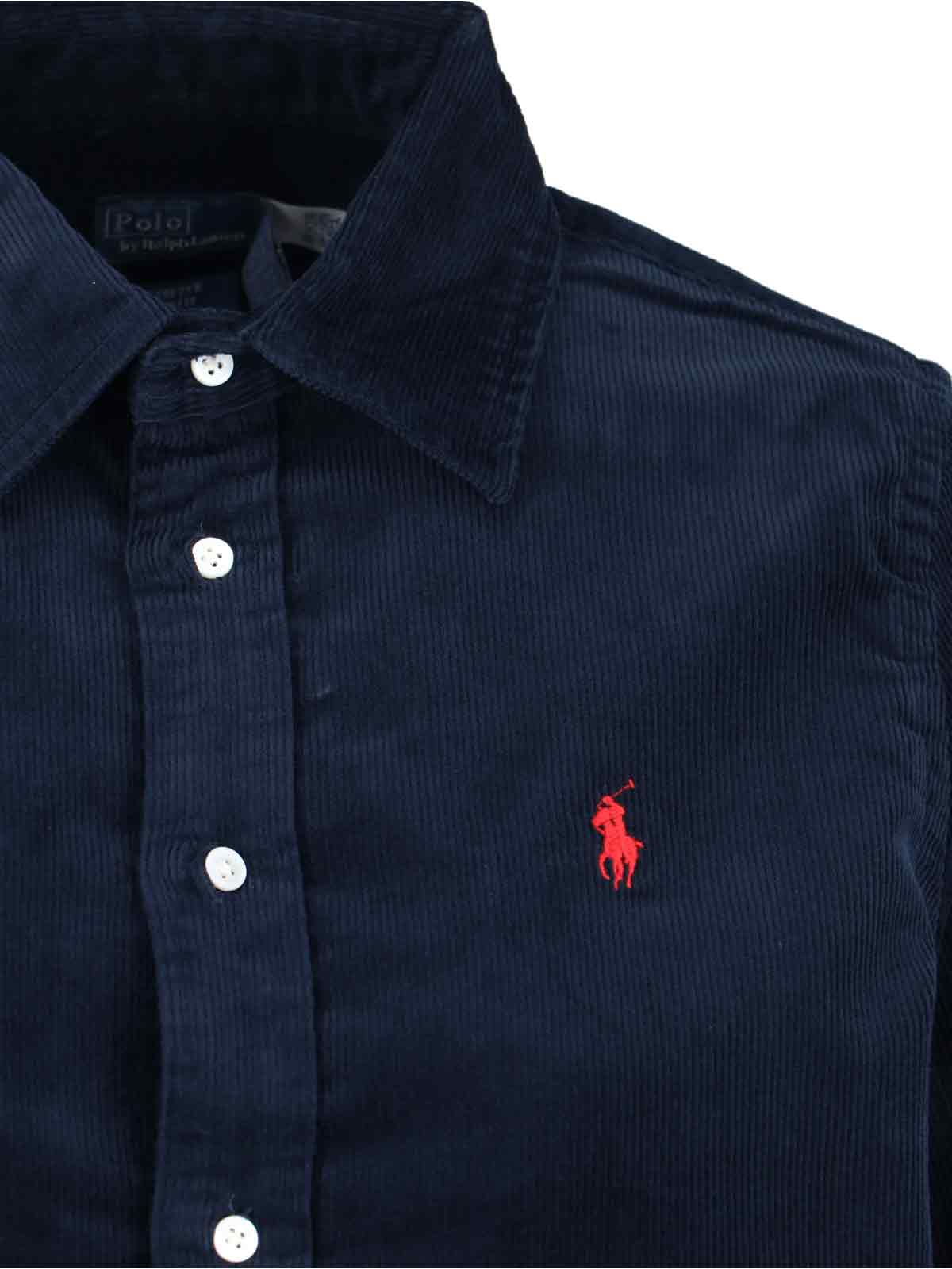 Polo Ralph Lauren Shirt With Long Sleeves And Collared Neckline In Blue