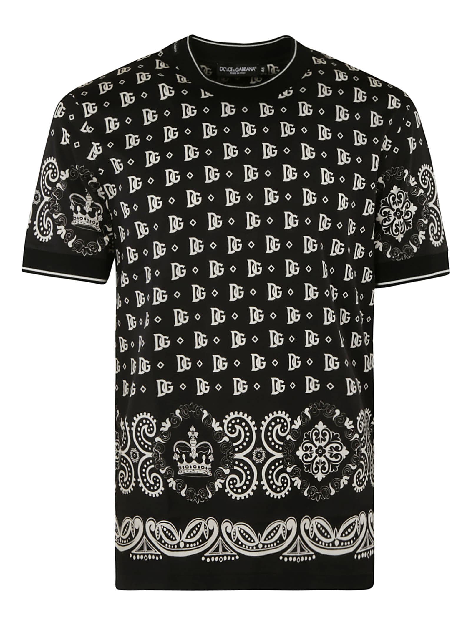 DOLCE & GABBANA CROWN & LOGO PRINT T-SHIRT,11260702
