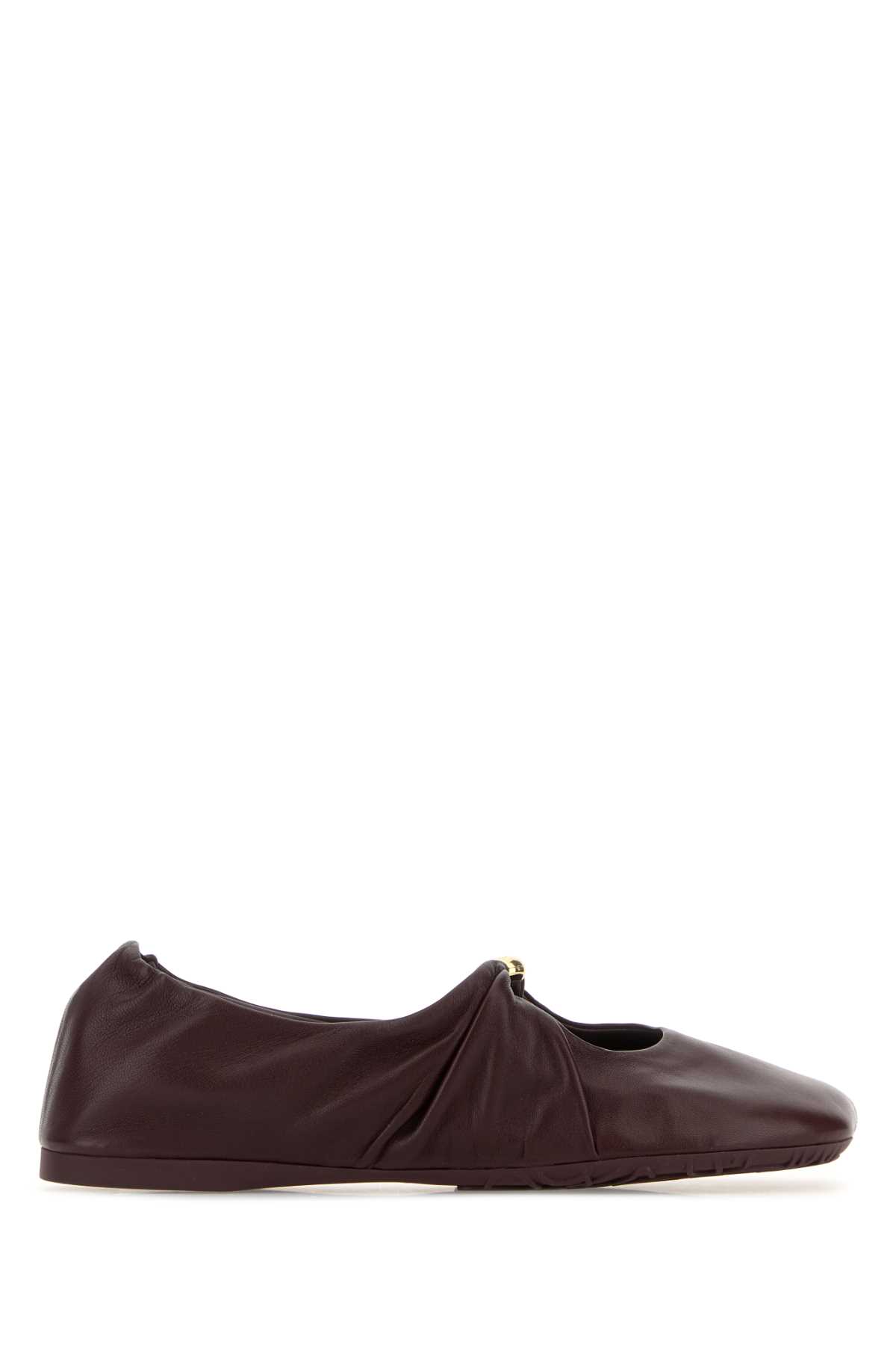 Loewe Burgundy Nappa Leather Pebble Ballerinas In Animal Print