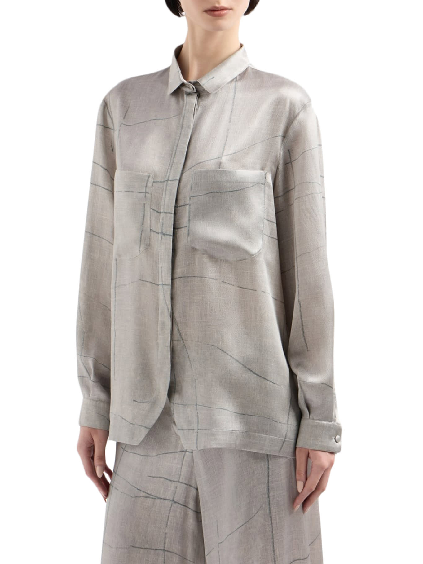 Giorgio Armani Silk Shirt In Grey