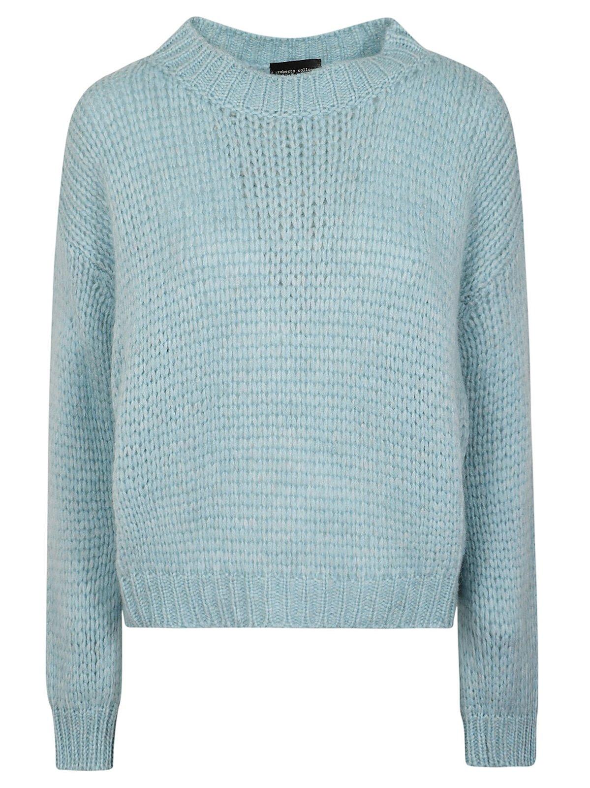 Shop Roberto Collina Crewneck Knit Sweater In Acqua