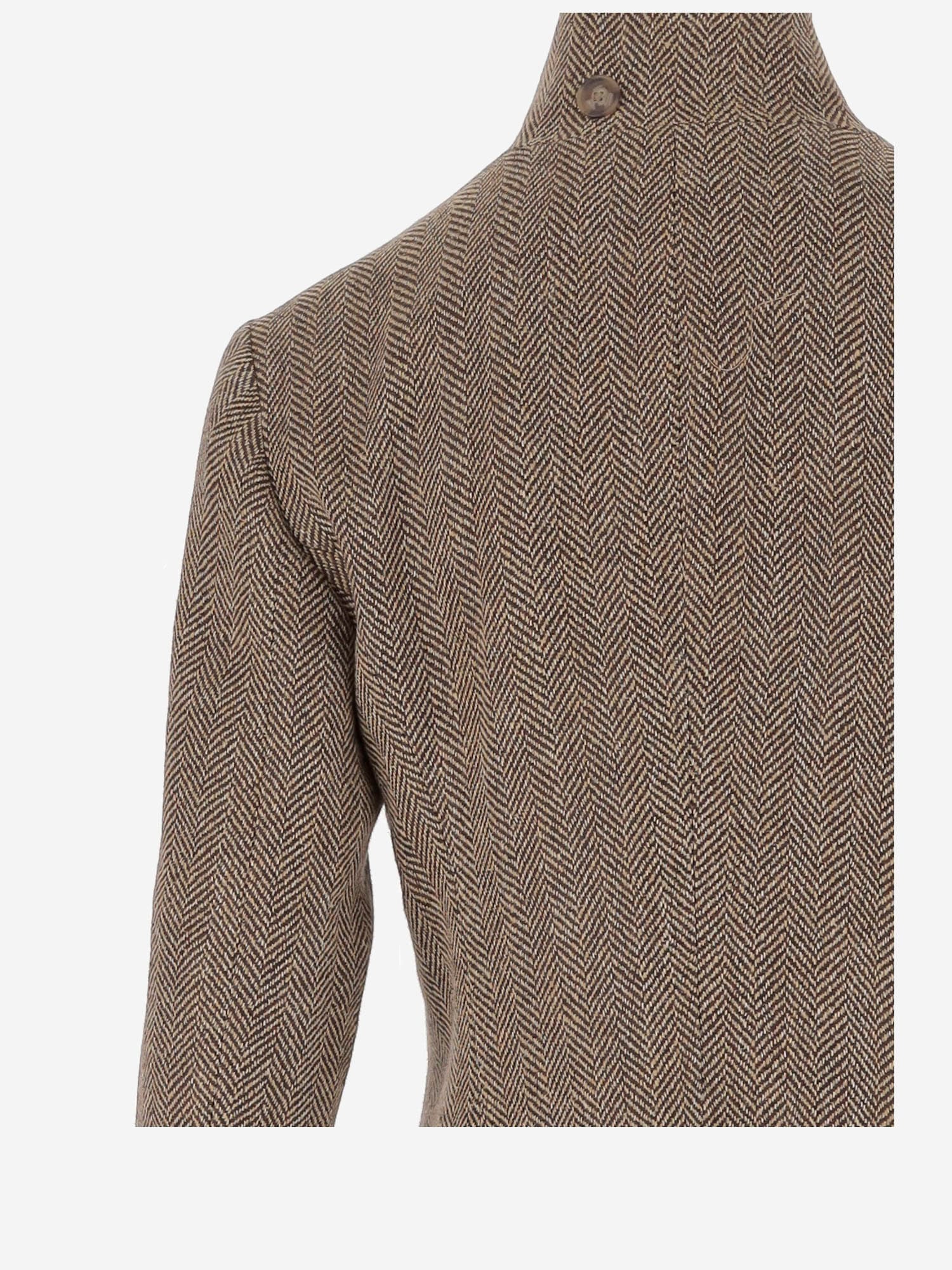 Polo Ralph Lauren Linen-blend Jacket With Stand-up Collar In Gray