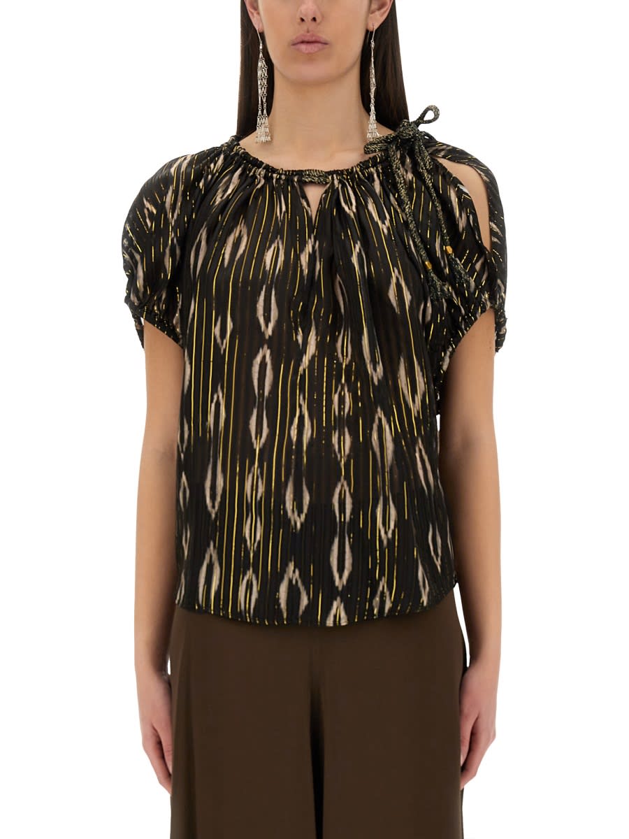 Isabel Marant "sonae" Abstract Pattern Gathered Neckline Top