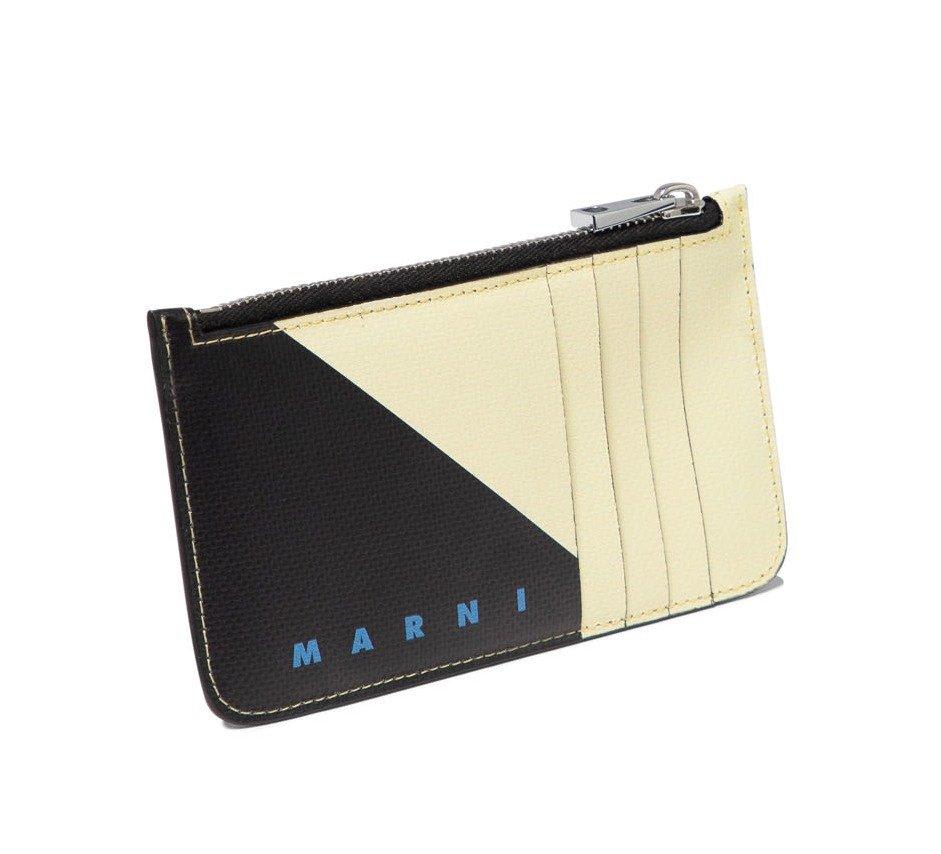 Shop Marni Bicolour Zip-up Cardholder In Neutrals/black