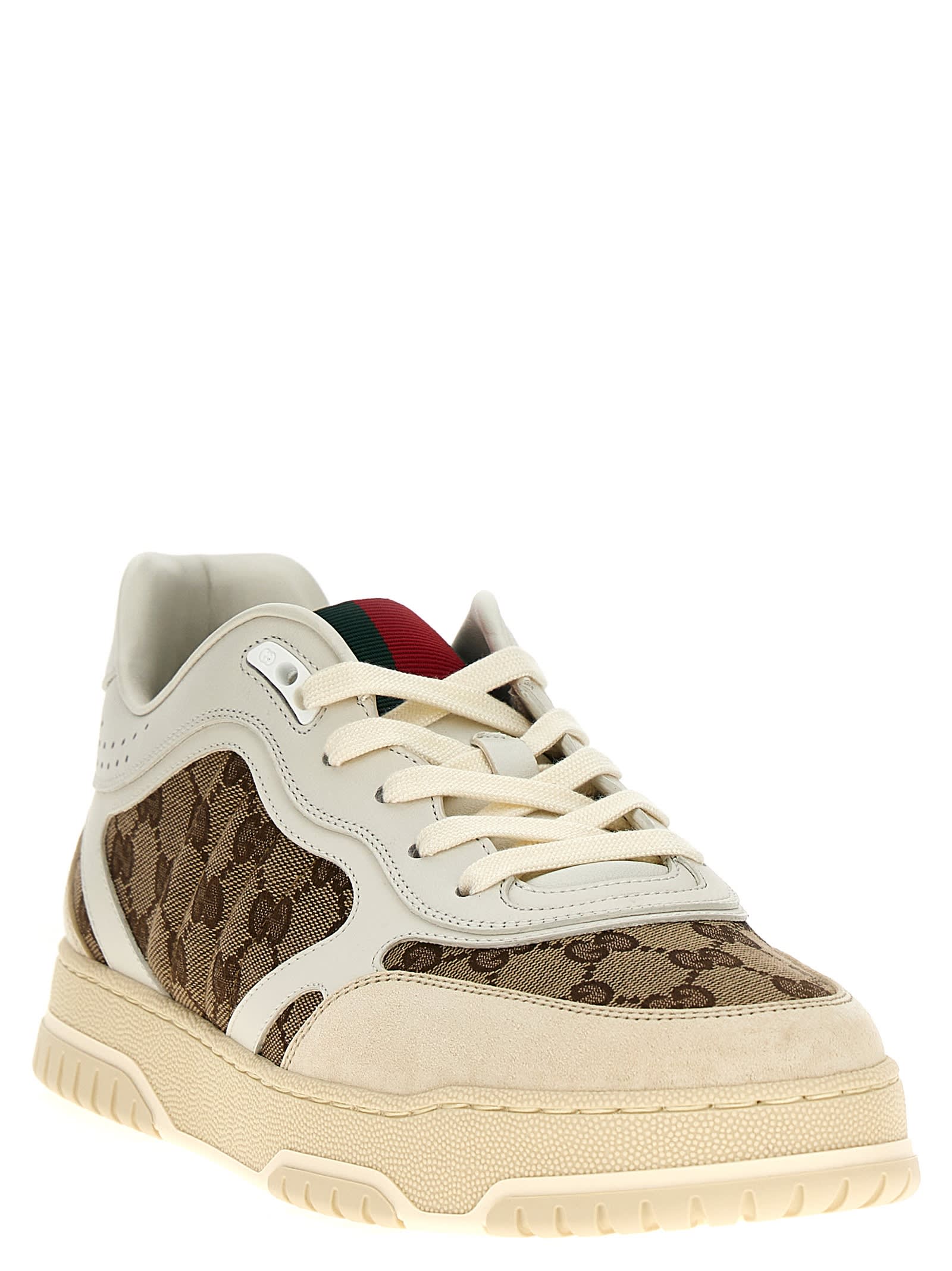 Shop Gucci Re-web Sneakers In Beige