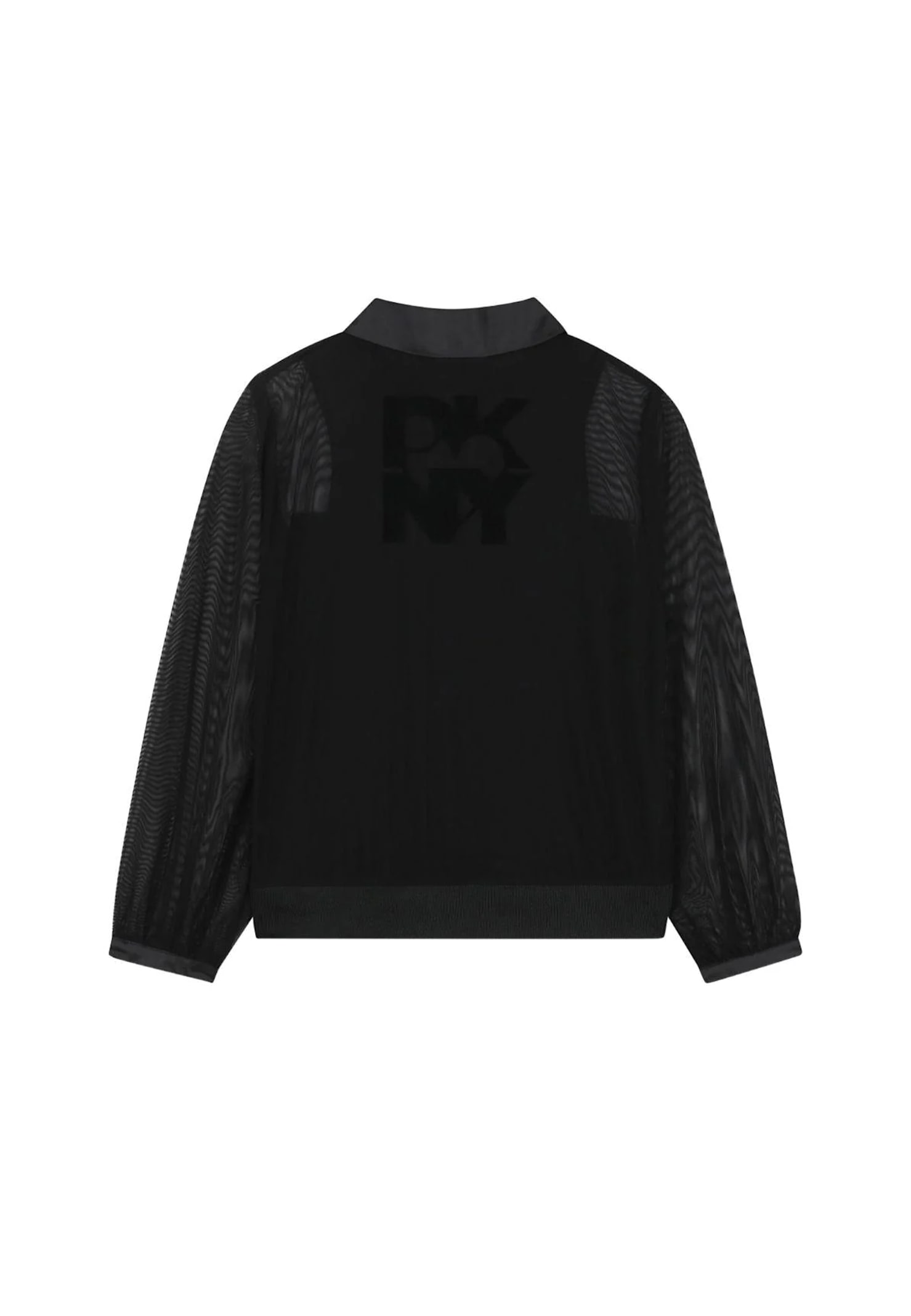 Dkny Black Shirt For Girl With Logo In Animal Print