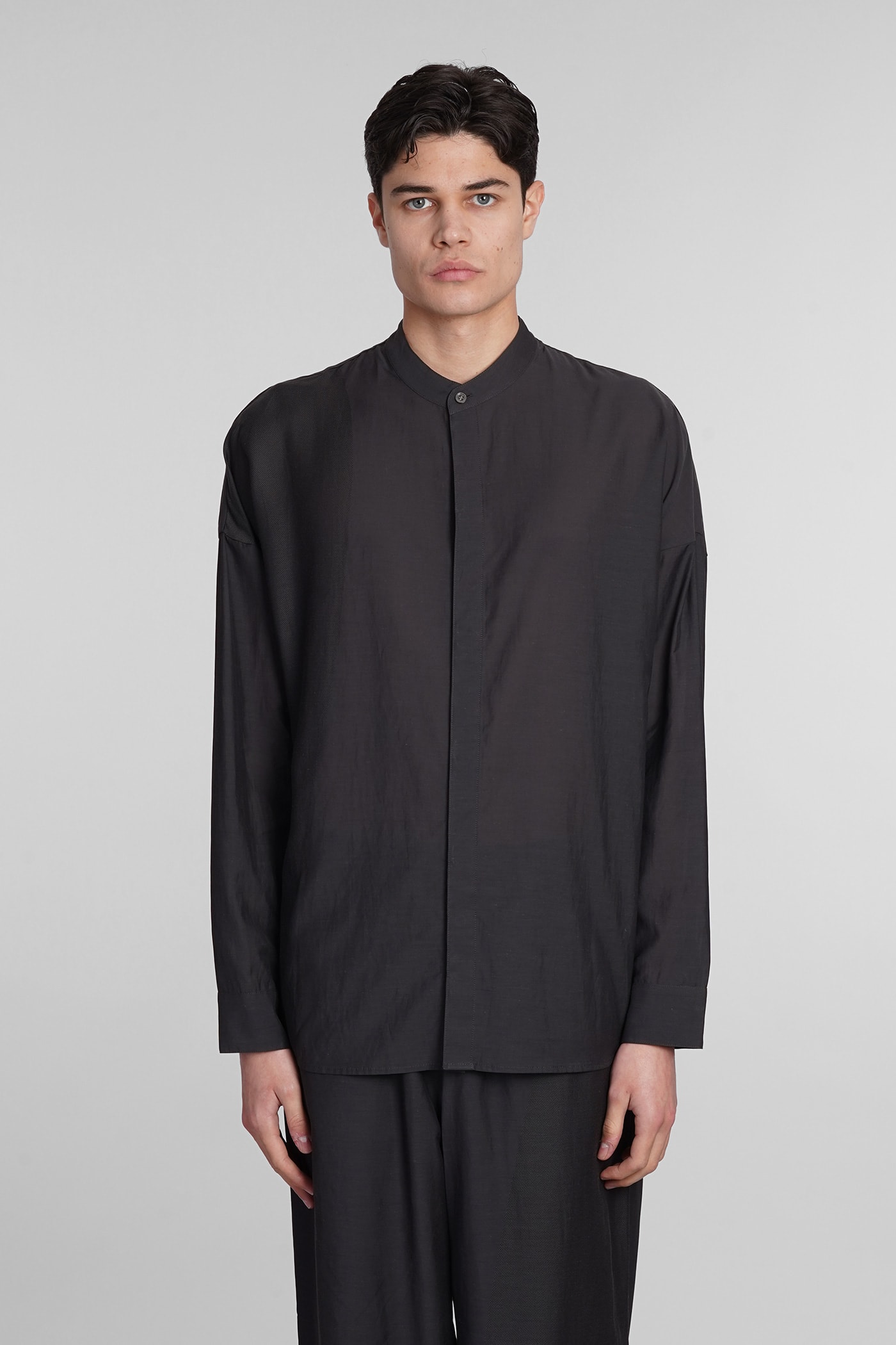 Attachment Shirt In Grey Rayon