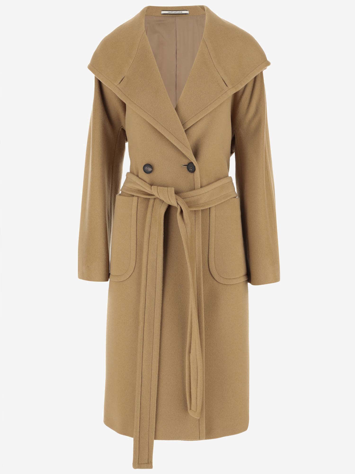 Shop Tagliatore Double-breasted Cashmere Coat In Brown