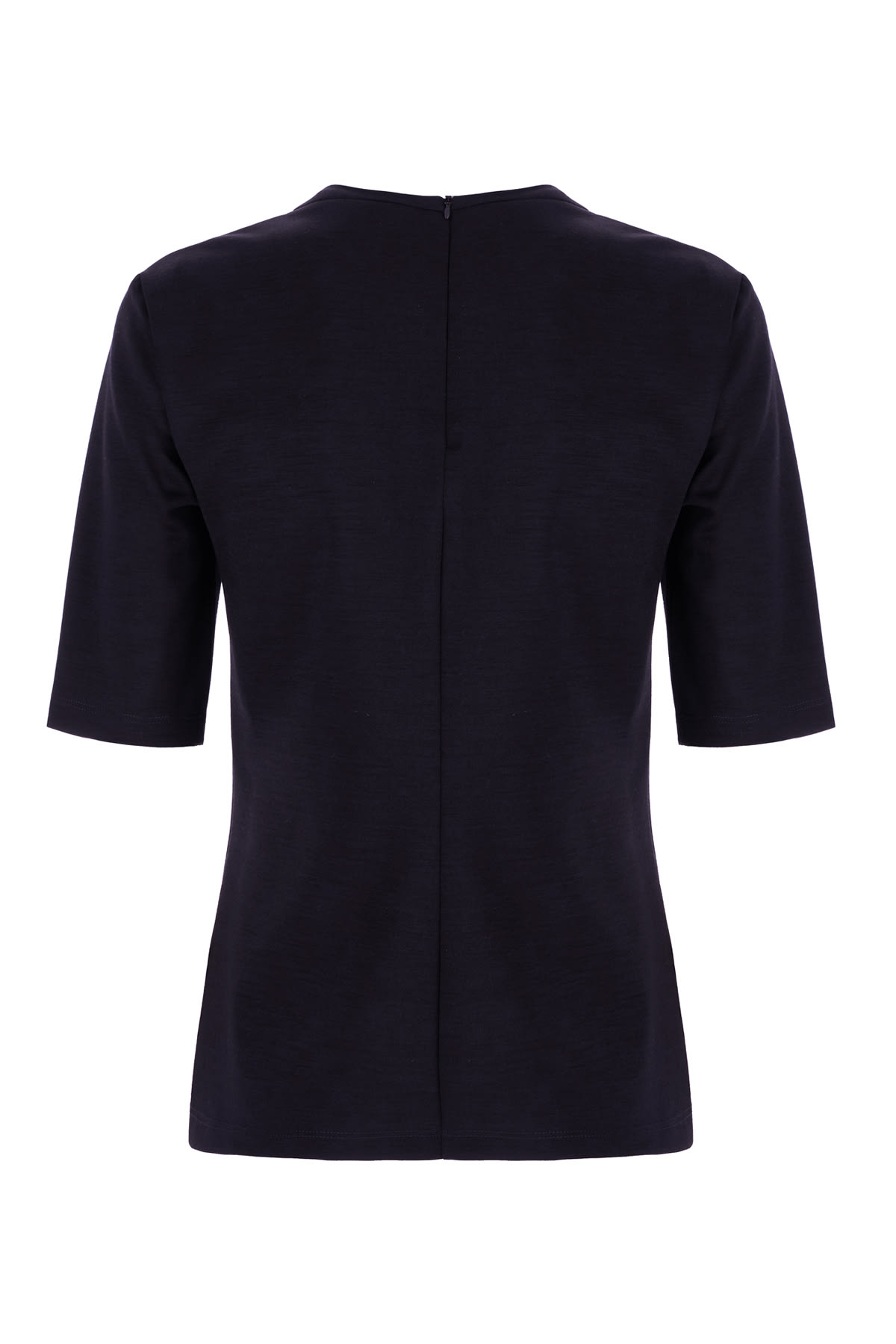 Max Mara Peter Wool T-shirt With Embossed Frontal Logo In Blu