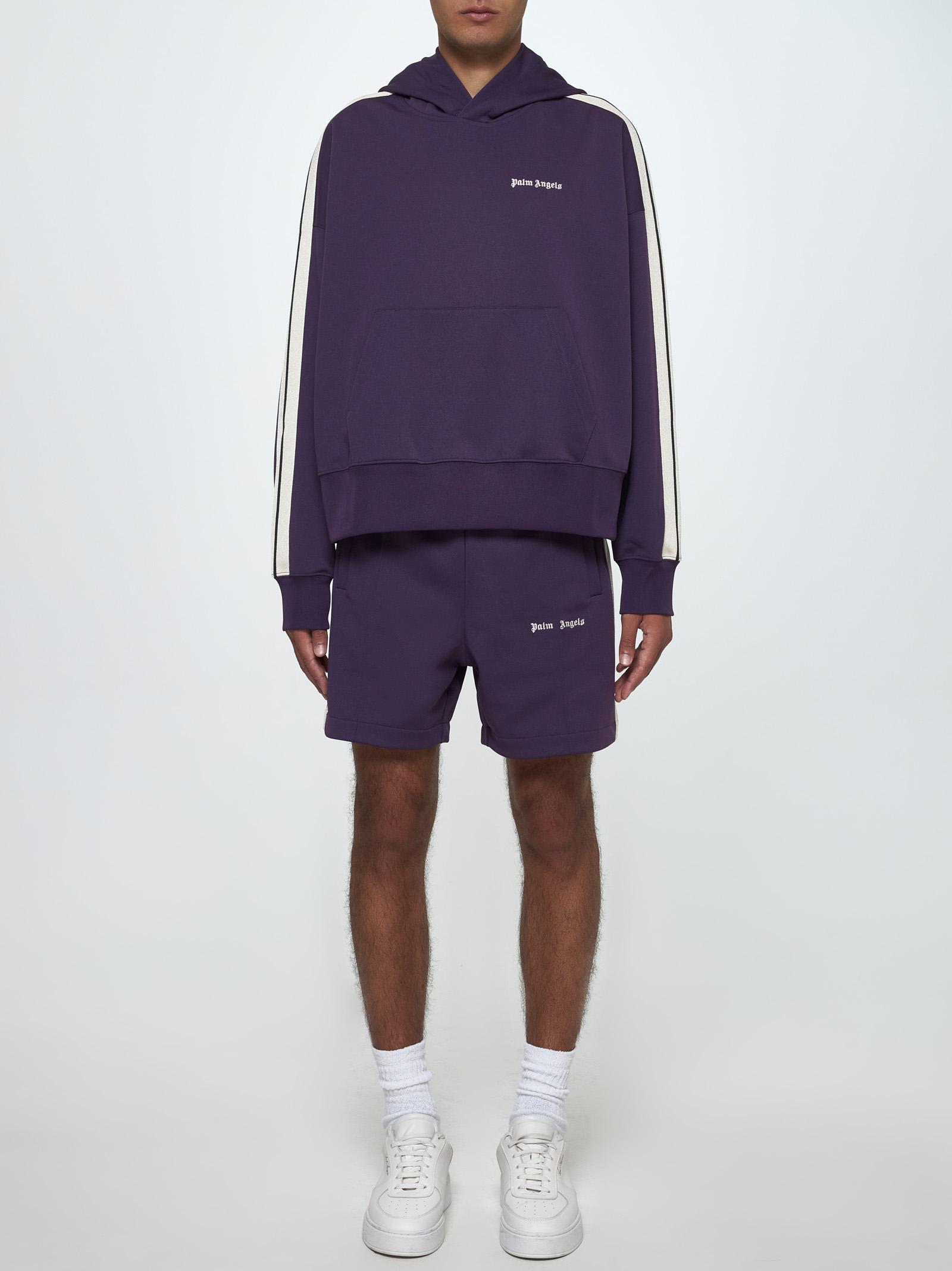 Shop Palm Angels Track Jersey Hoodie In Viola