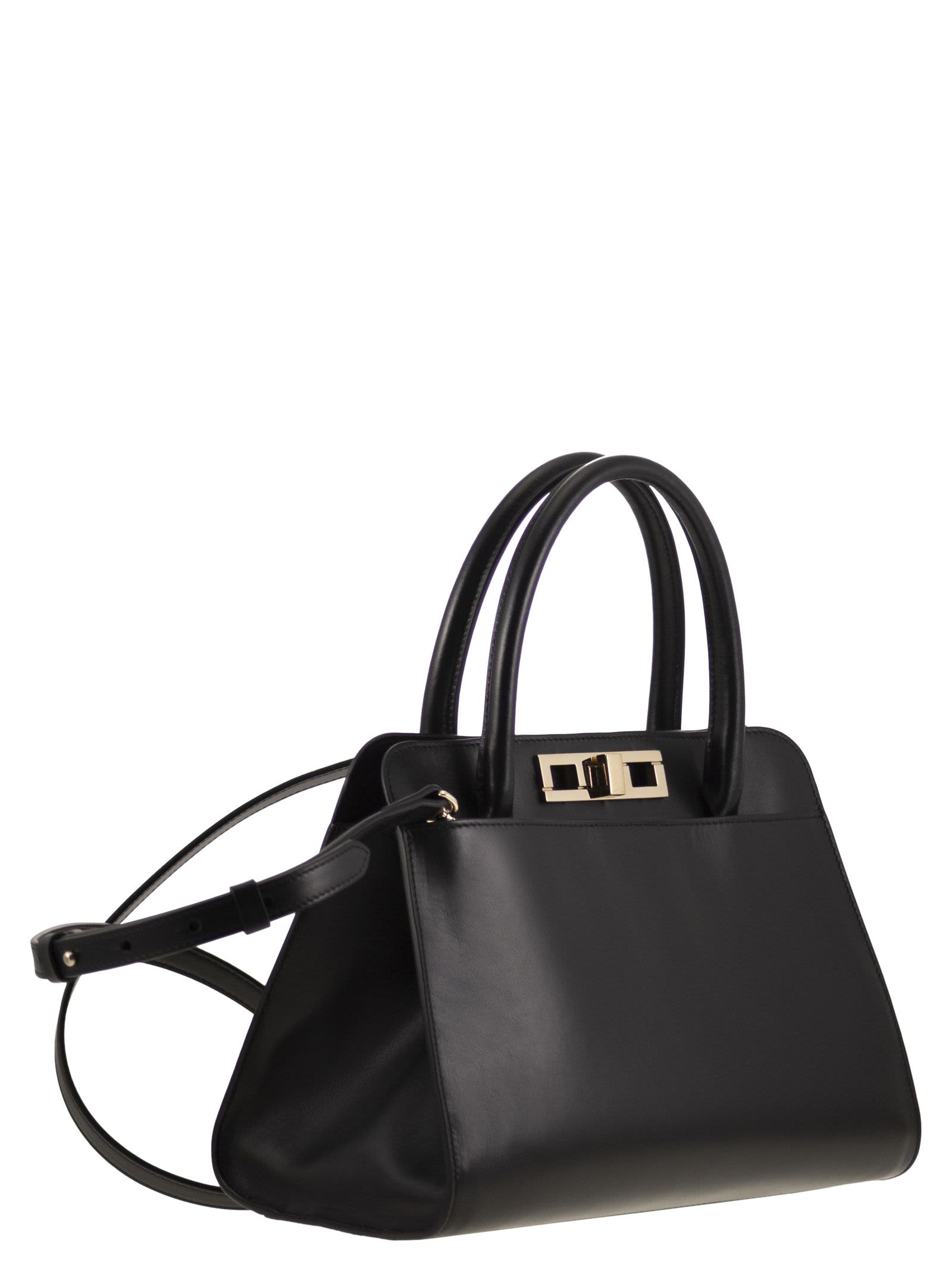 Fabiana Filippi Medium Handbag With Metal Accessory In Black