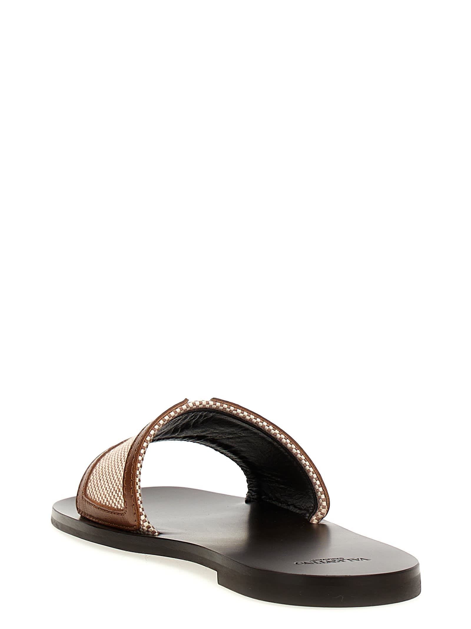 Valentino Garavani Superstar Slide Slipper With Vlogo Detail And Premium Materials In Brown
