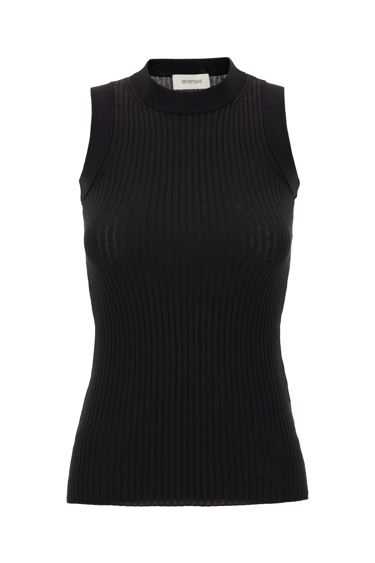Sportmax Canotta Nera In Cotone A Costine In 005