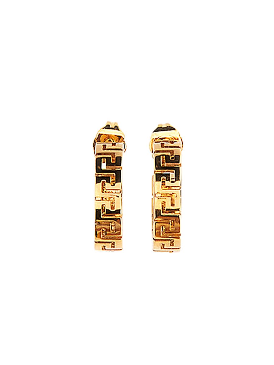 Shop Versace Greek Earrings In Gold