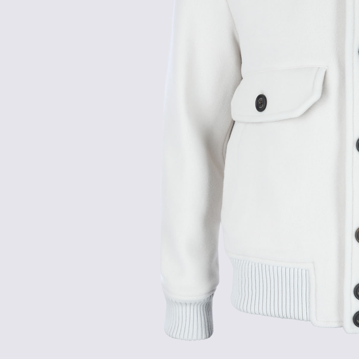 Eleventy Cashmere And Wool Bomber Jacket With Horn Button Closure In Green