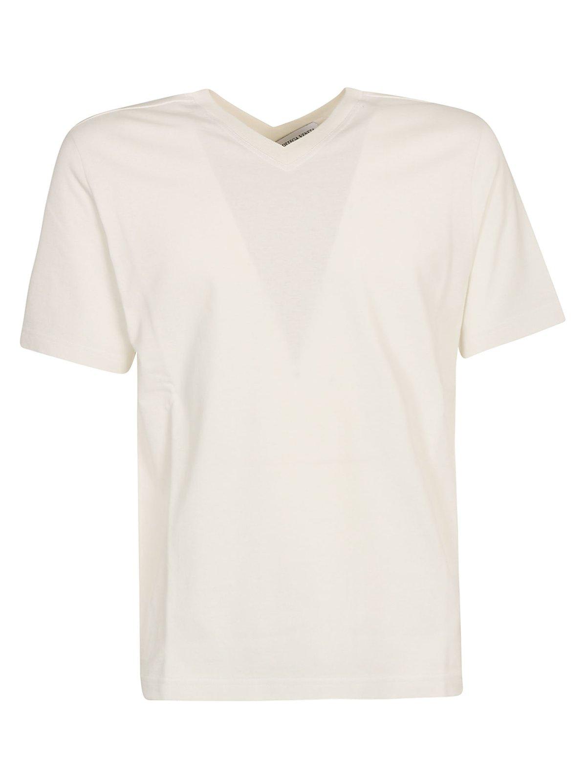 Bottega Veneta Double V-neck T-shirt In White