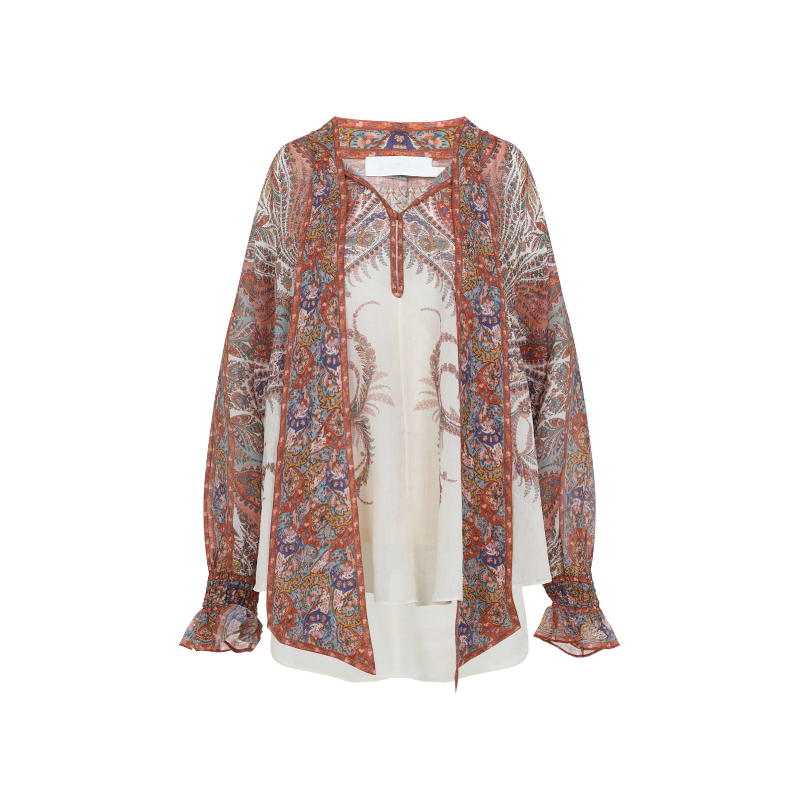 Zimmermann Rhiannon Tie Neck Blouse In Brown