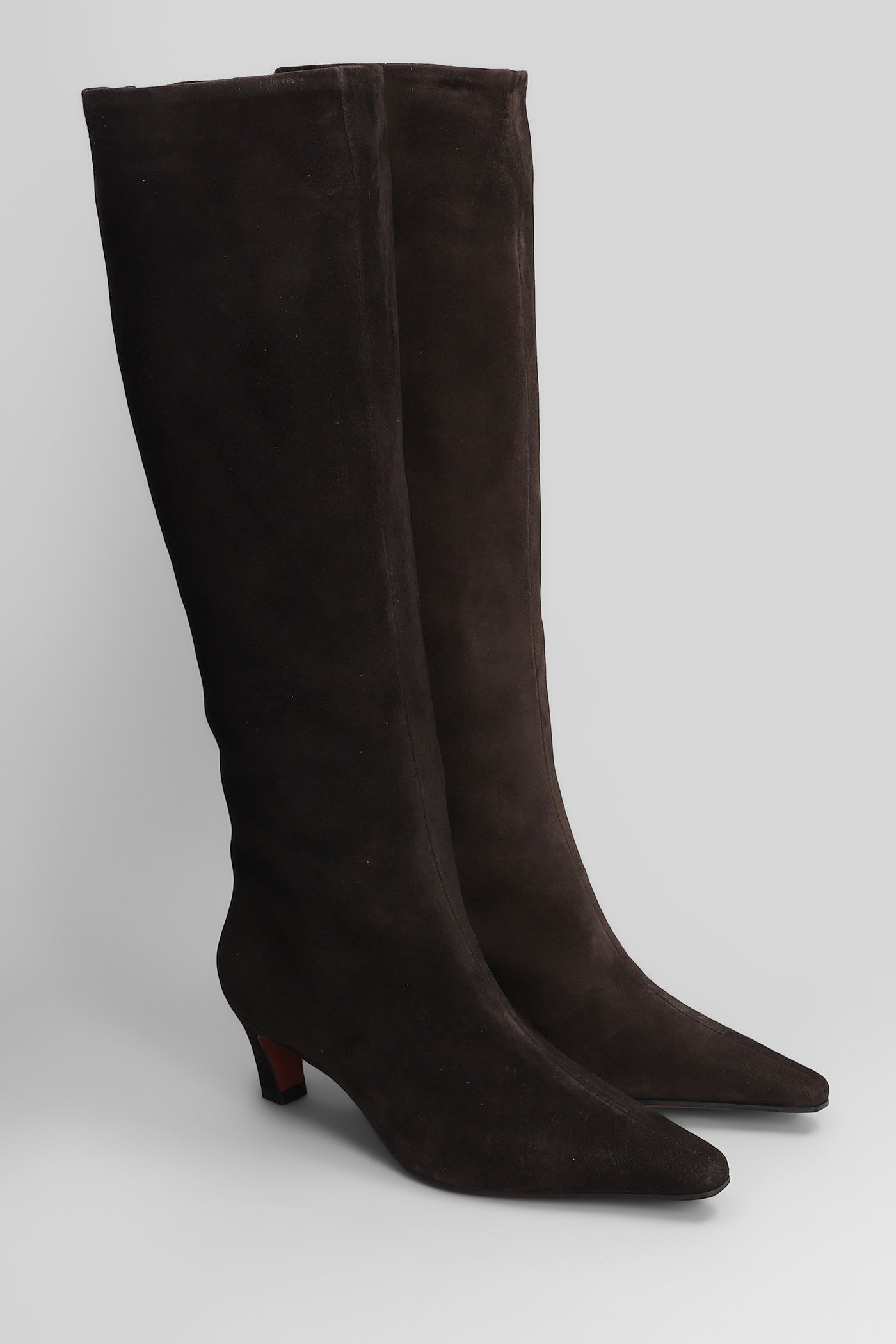 Roberto Festa Fredine High Heels Boots In Dark Brown Suede In Brown