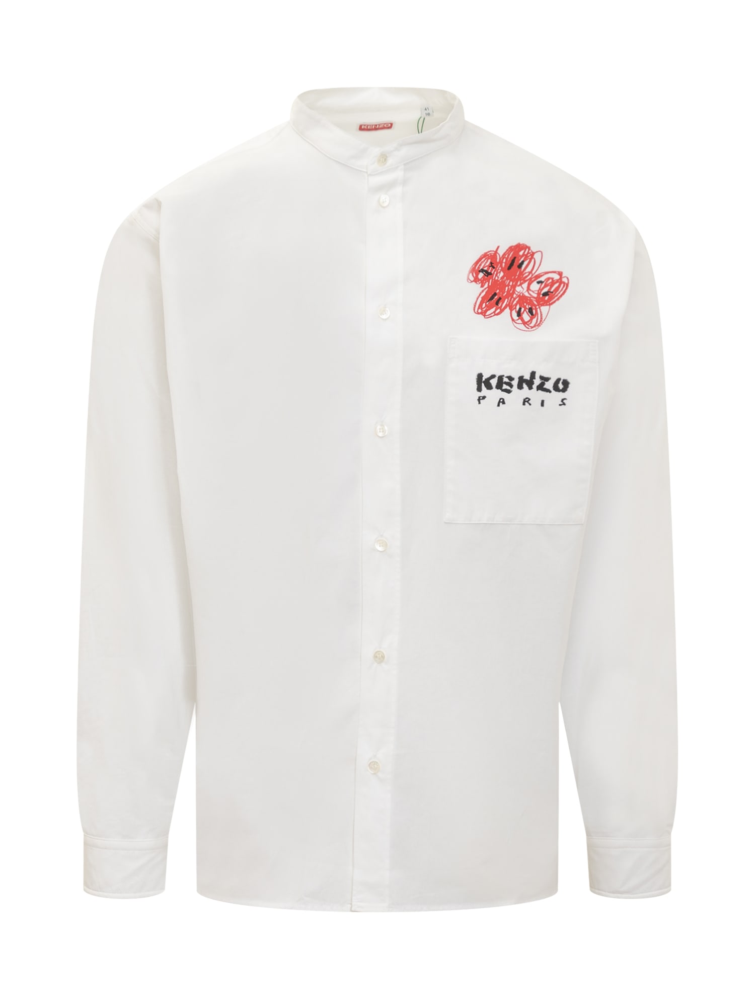 Shop Kenzo Drawn Varsity Shirt In Blanc