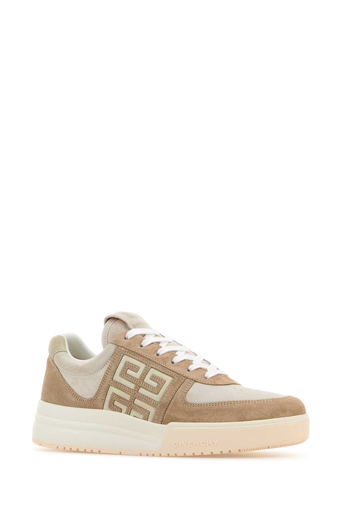 Shop Givenchy Two-tone Suede G4 Sneakers In Beigewhite