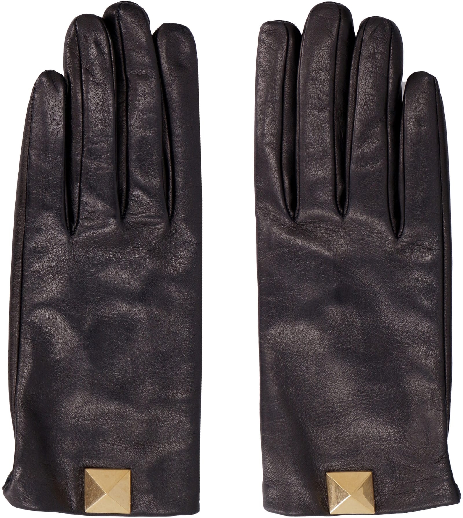 Shop Valentino Garavani - Leather Gloves In Black