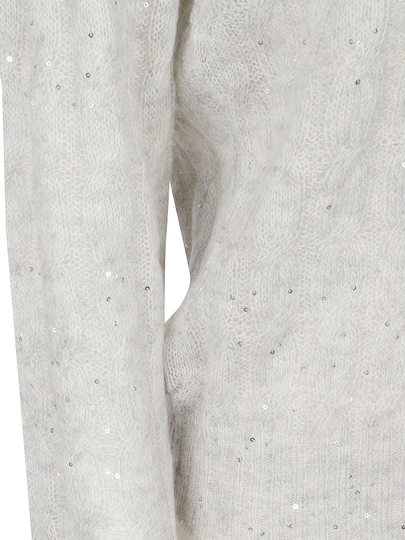 Brunello Cucinelli Light Grey Cable Knit Sweater In Neutral