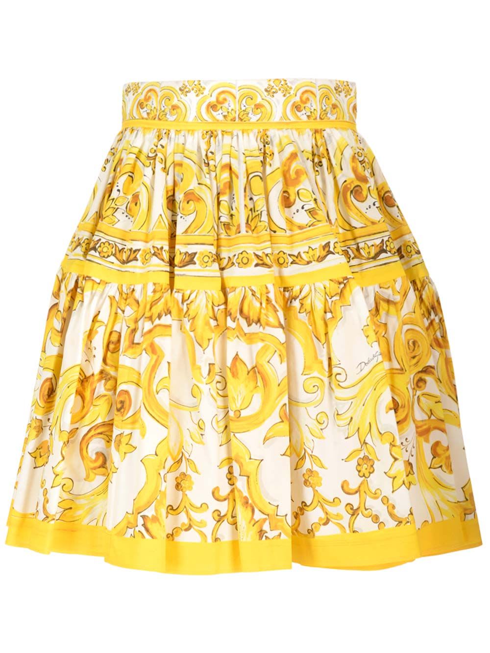 Shop Dolce & Gabbana Short Circle Skirt In Yellow