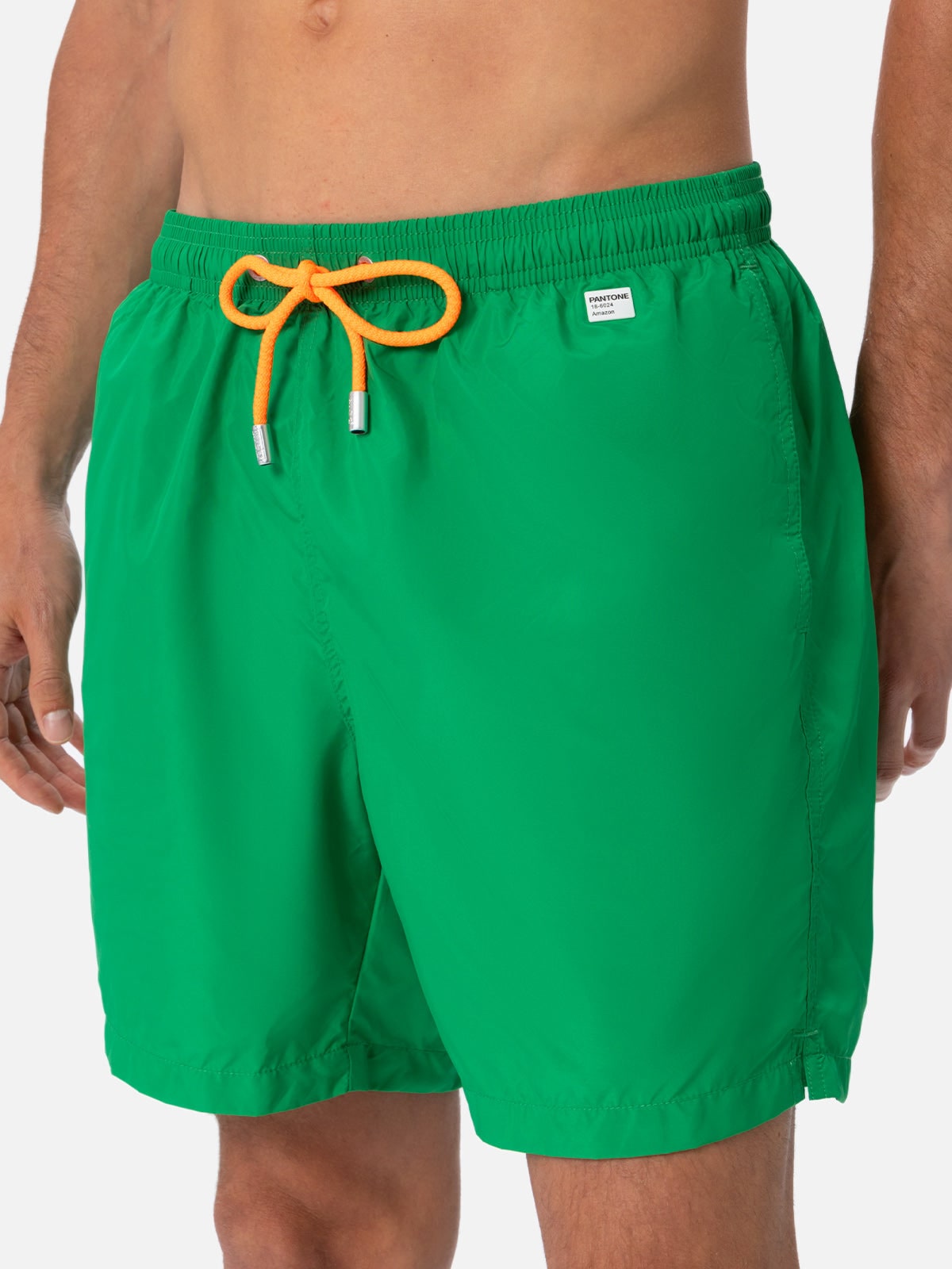 Mc2 Saint Barth Man Lightweight Fabric Grass Green Swim-shorts Lighting Pantone Pantone Special Edition In Green