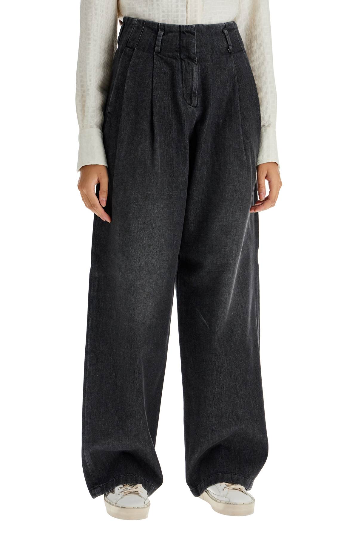 Shop Golden Goose Wide Leg Flavia Jeans For In Black (black)