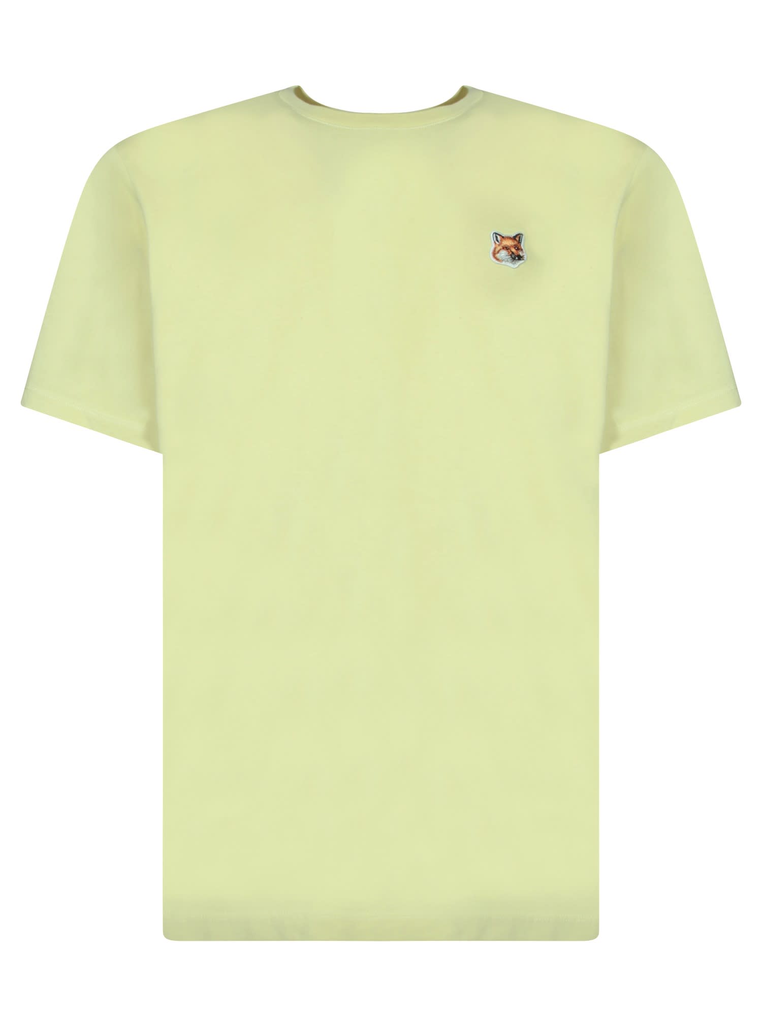 Shop Maison Kitsuné Fox Head Beige T-shirt In Yellow