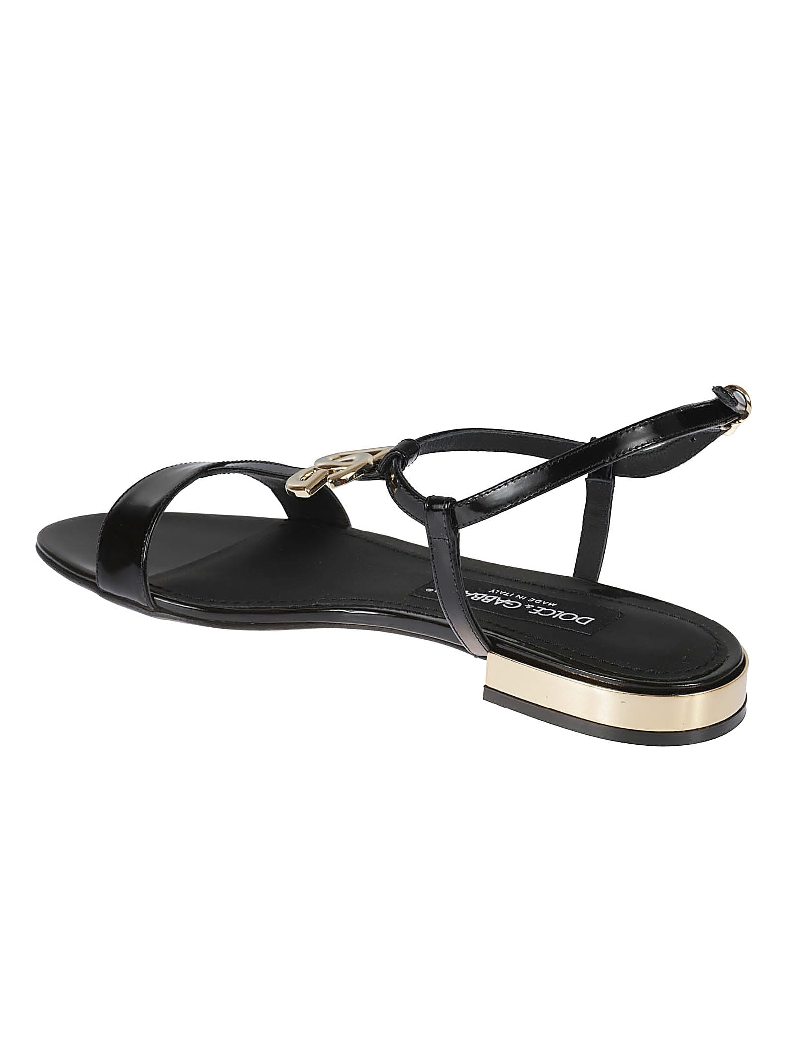 Shop Dolce & Gabbana Ankle Strap Flat Sandals In Black