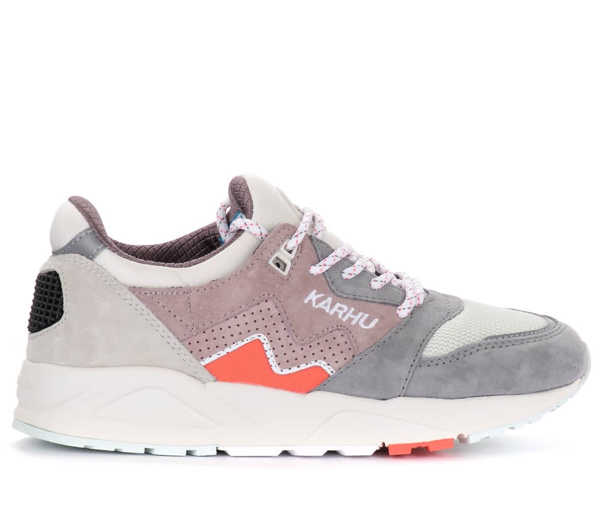 Karhu Aria Sneakers In Suede And Gray And Beige Fabric