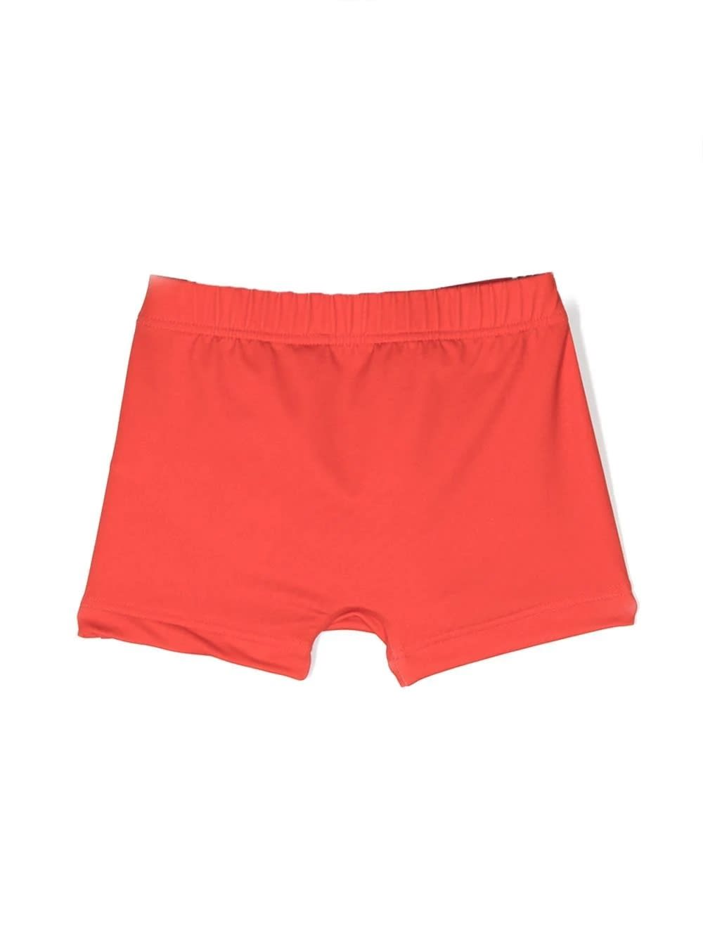 Shop Moschino Logo Print Swim Shorts In Red