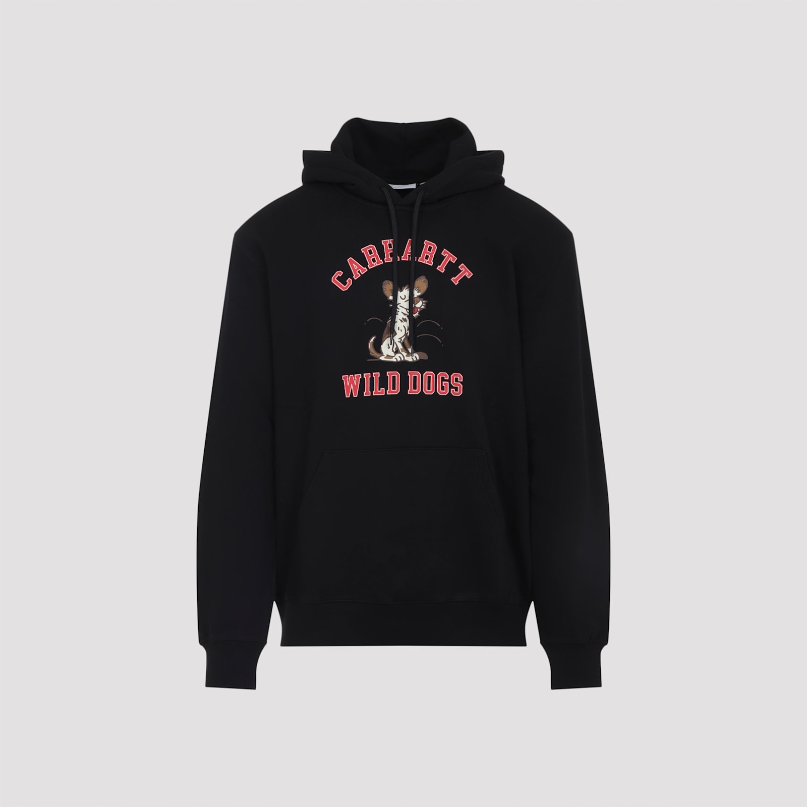 Carhartt Graphic Print Black Hoodie With Drawstring Hood And Ribbed Details In Black