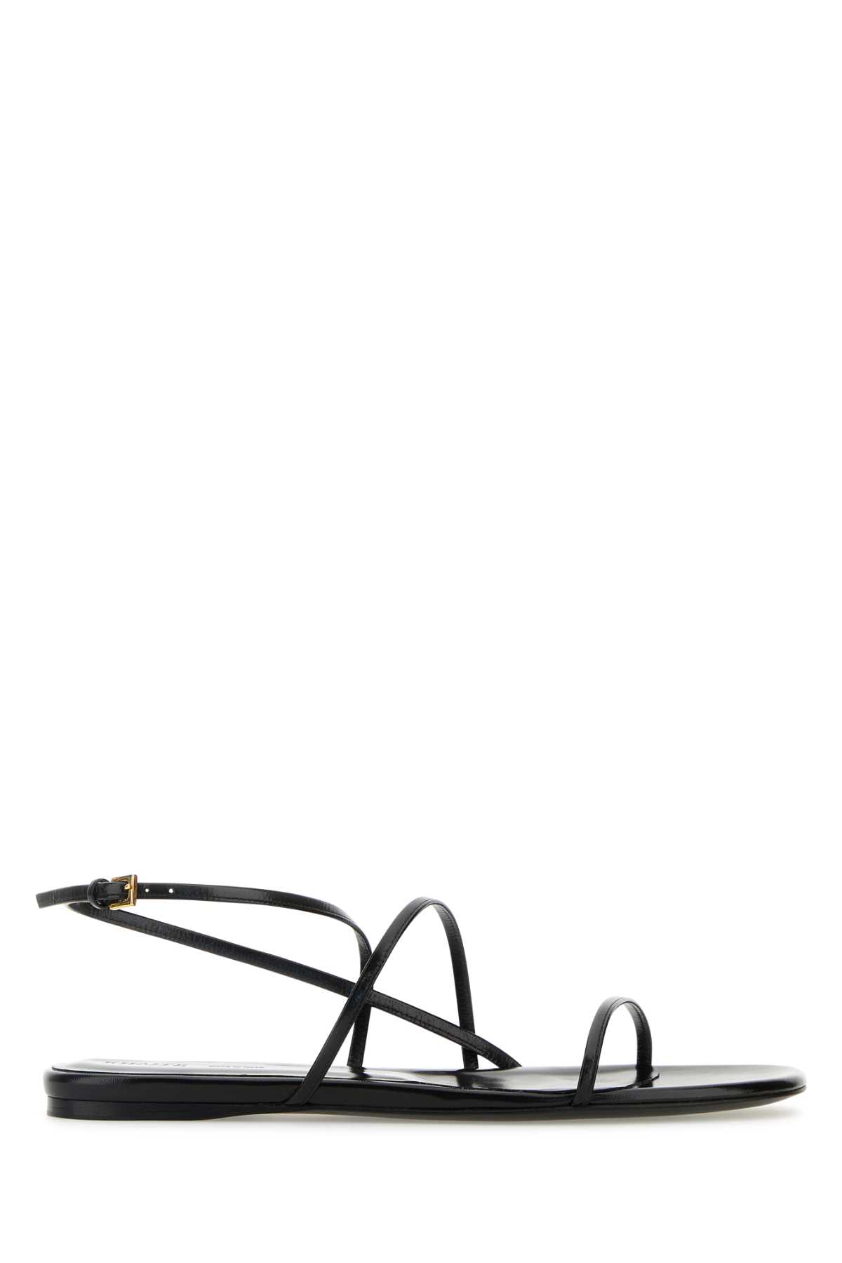 Shop Khaite Black Leather Loop Sandals