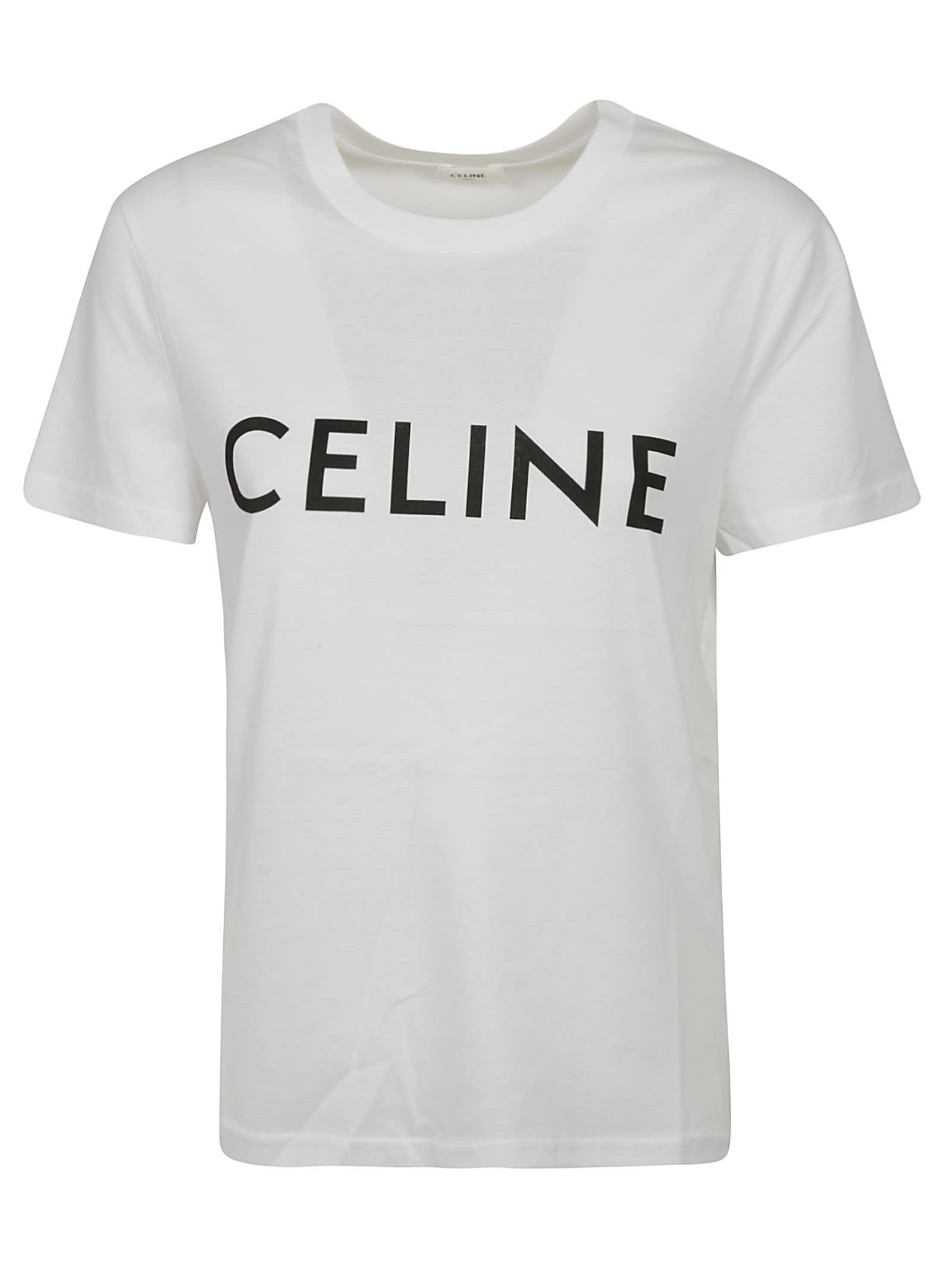 Celine Logo T-shirt In Off White/black | ModeSens