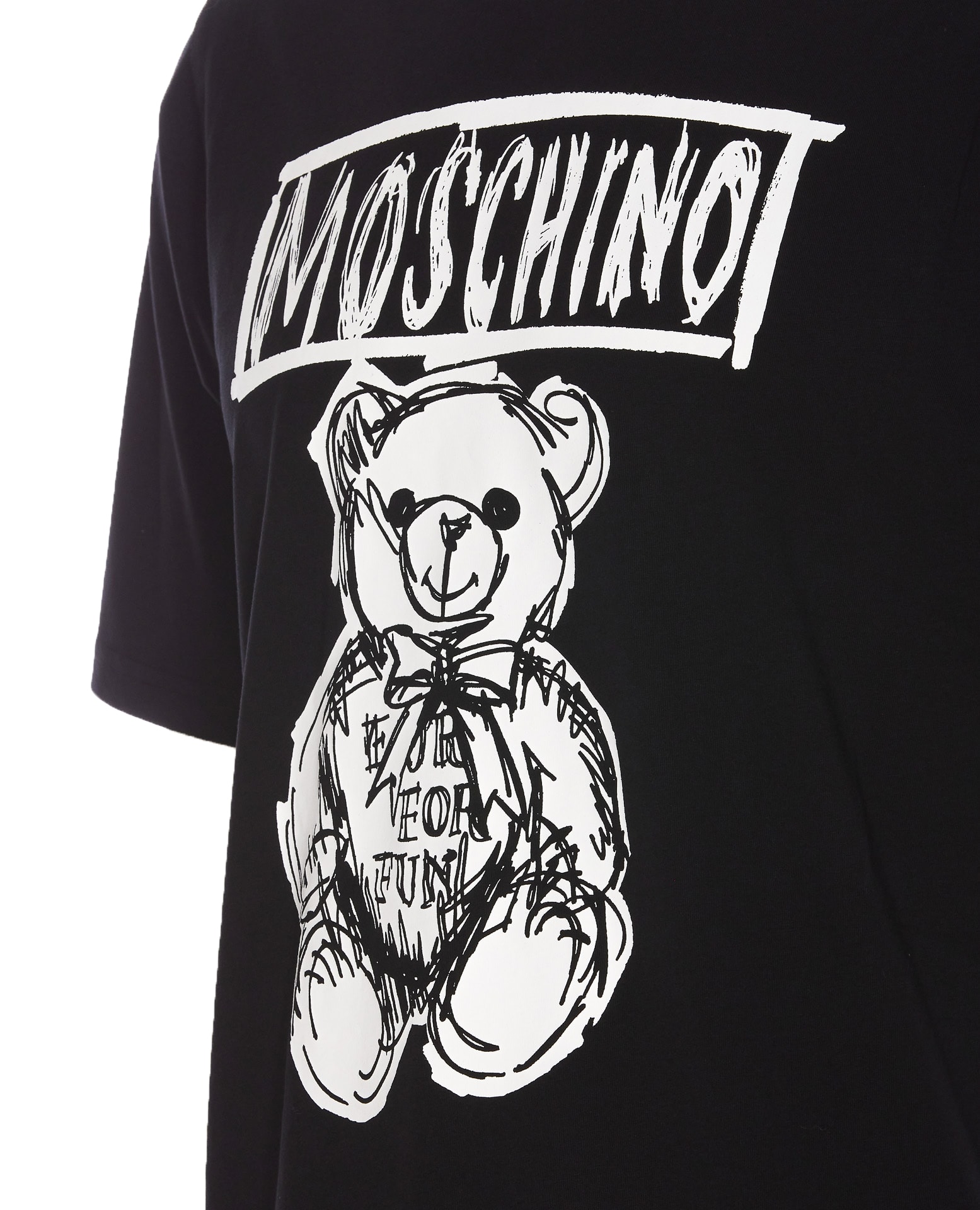 Shop Moschino Drawn Teddy Bear T-shirt In Black