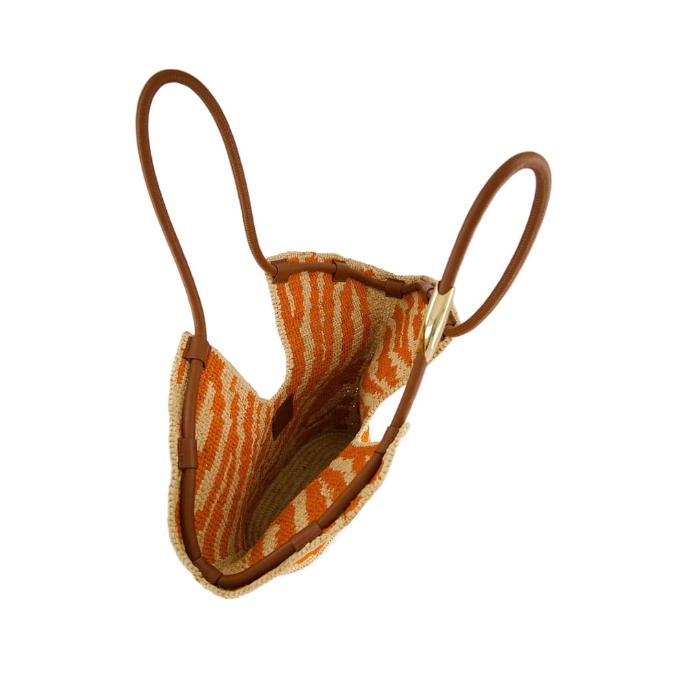 Zimmermann Womens Orange Zebra Goldentime Medium Zebra-pattern Raffia Tote Bag In Orange