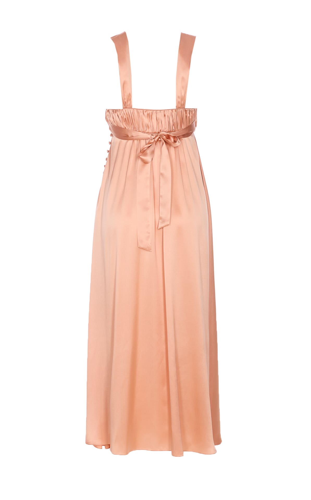 Chloé Sleeveless Shirred Silk Satin Midi Dress