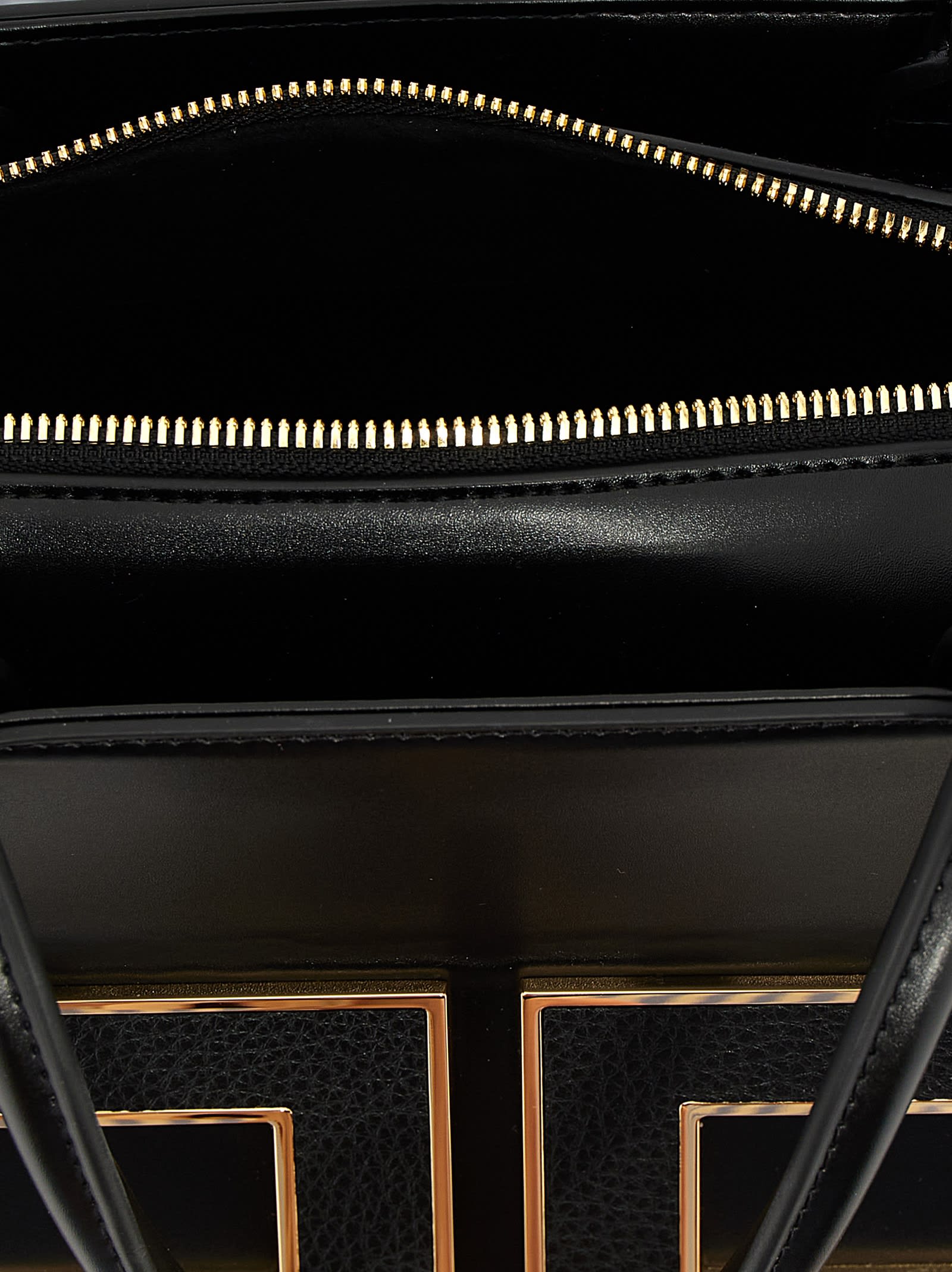 Elisabetta Franchi Large Logo Shopping Bag Tote Bag Black In Black