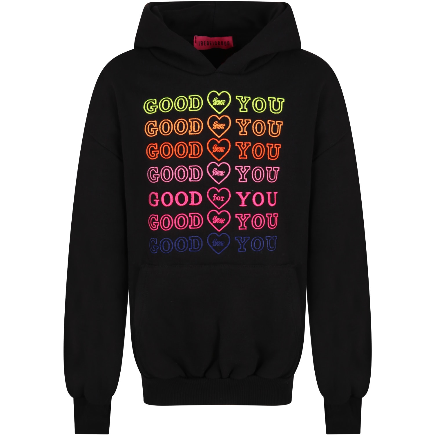 IRENEISGOOD Black Sweatshirt For Girl With Writings